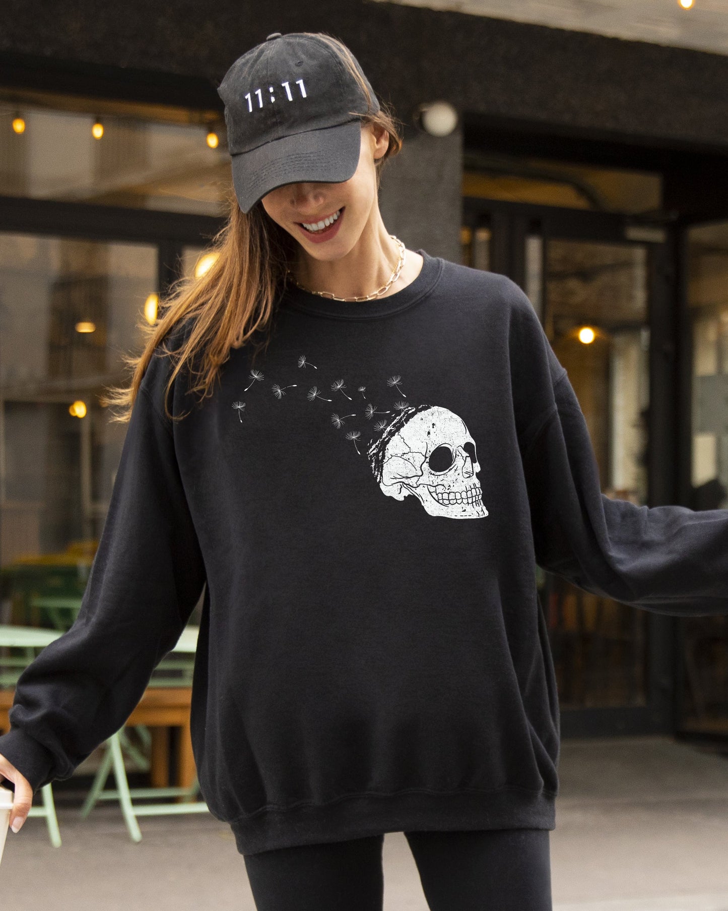 Dandelion Skull Spooky Halloween Costume Sweatshirt
