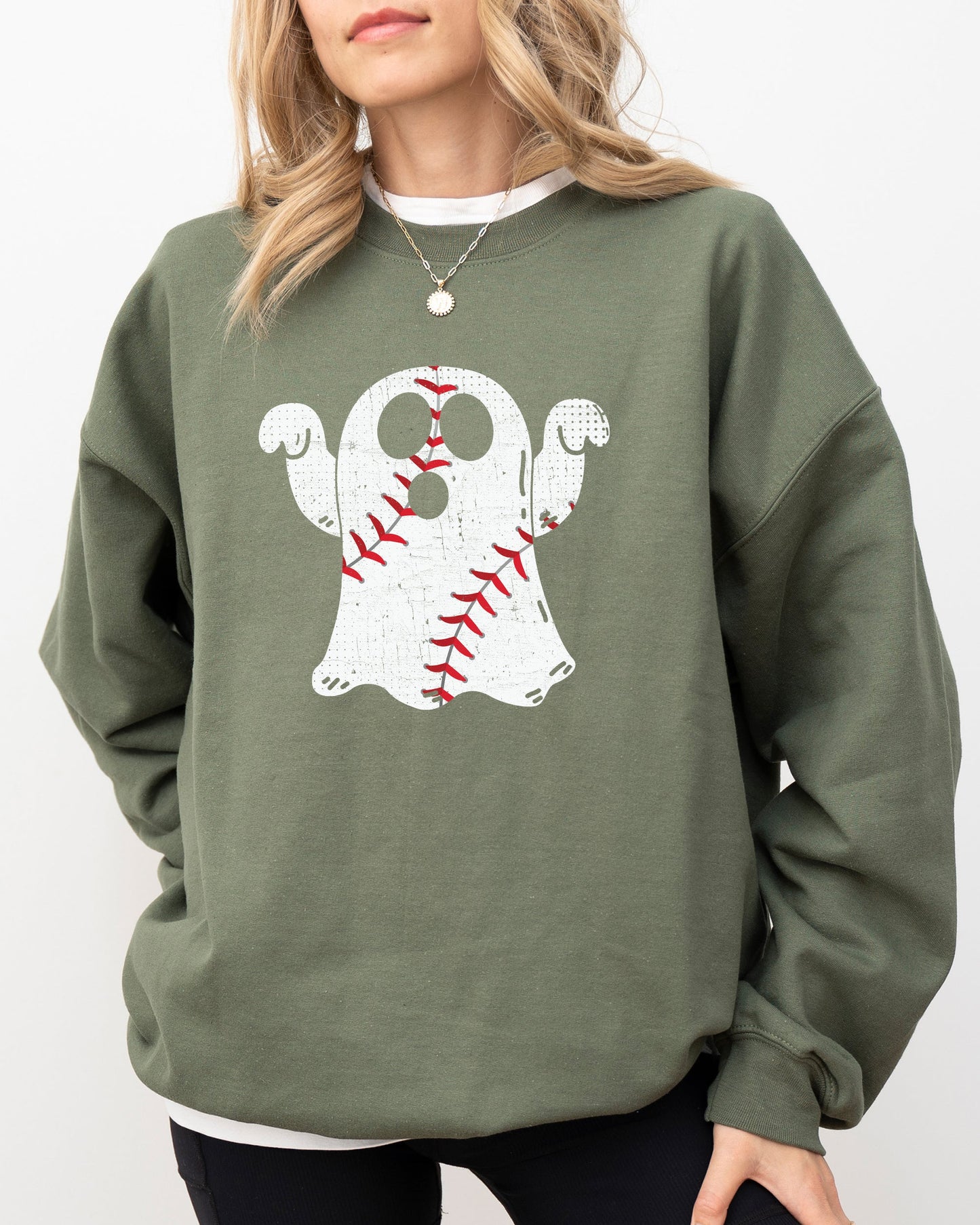 Baseball Ghost, Spooky, Skeleton, Funny, Witch, Aesthetic, Meme, Halloween, Costume Sweatshirt