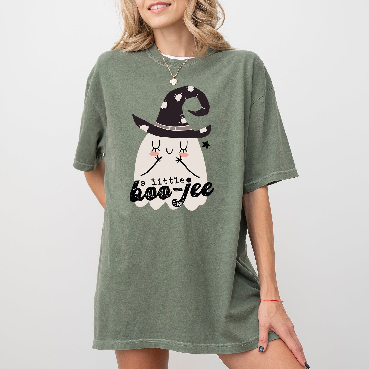 Ghost Spooky Skeleton Halloween Costume T-Shirt Comfort Colors Boo-Jee