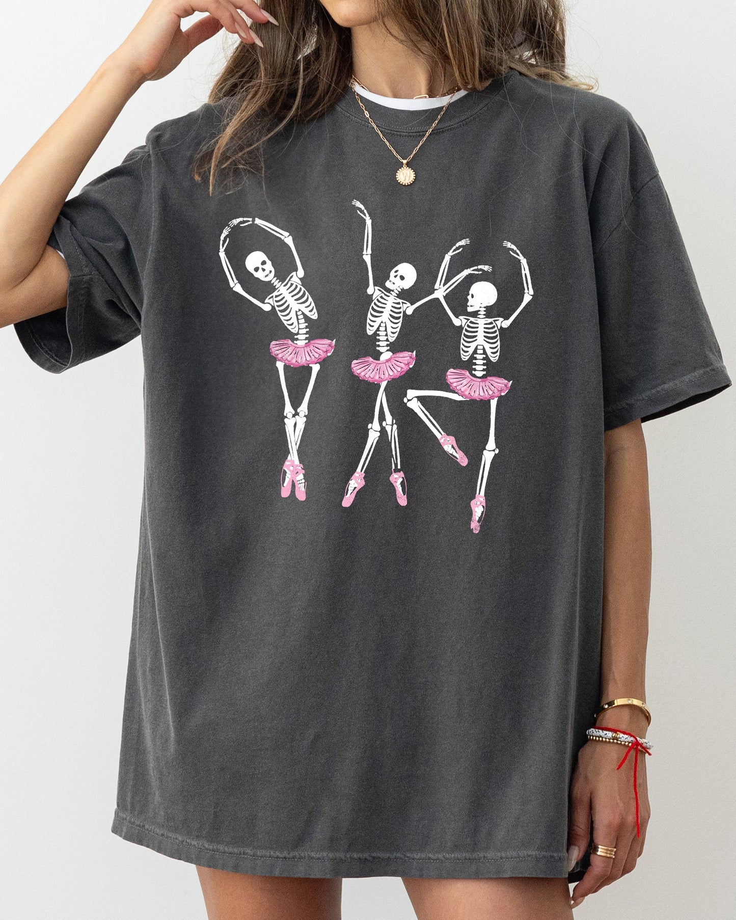 Dancing Skeleton Ladies Funny Halloween Costume Tshirt Comfort Colors T-Shirt