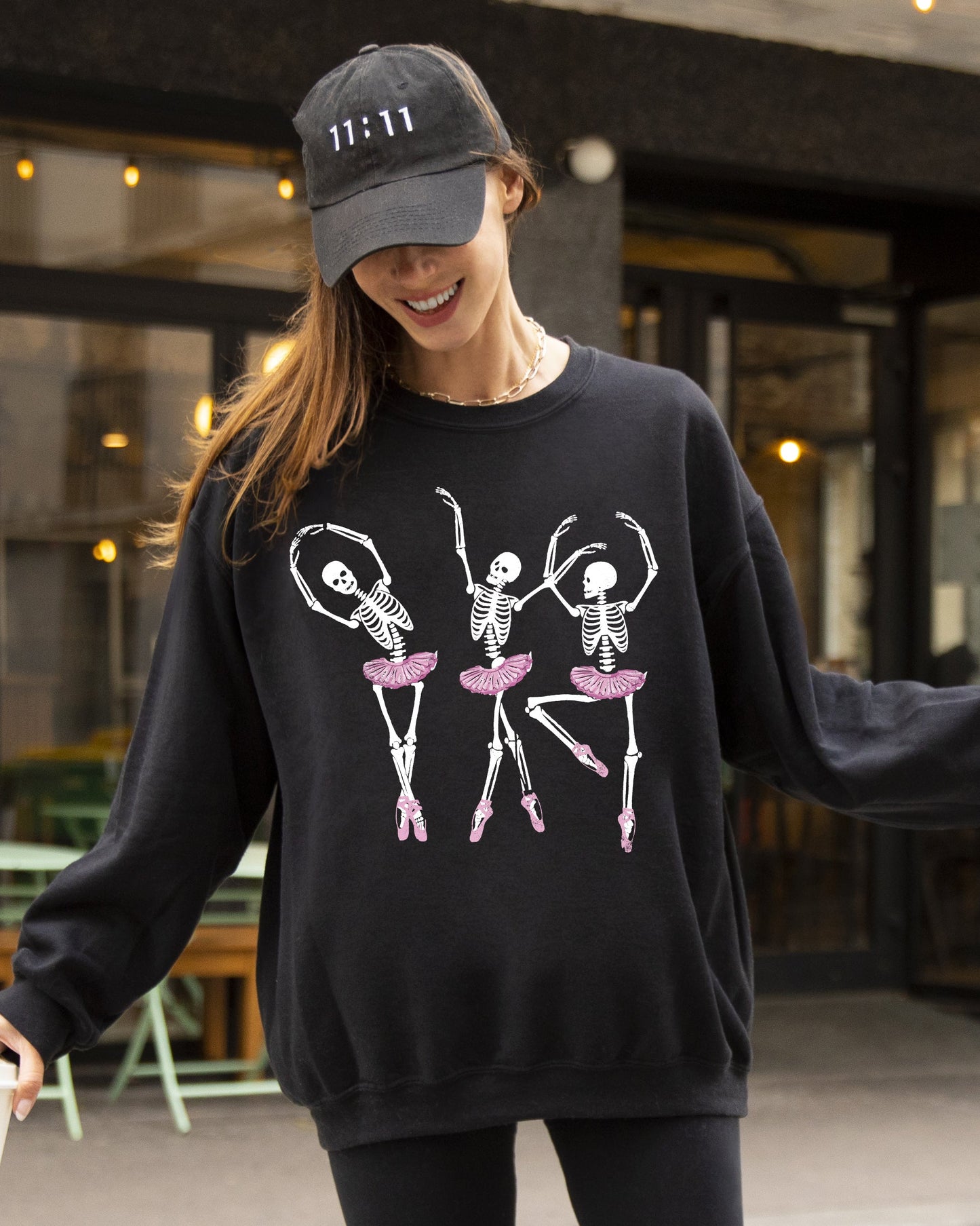Dancing Skeleton Ladies Sweater Halloween Costume Sweatshirt