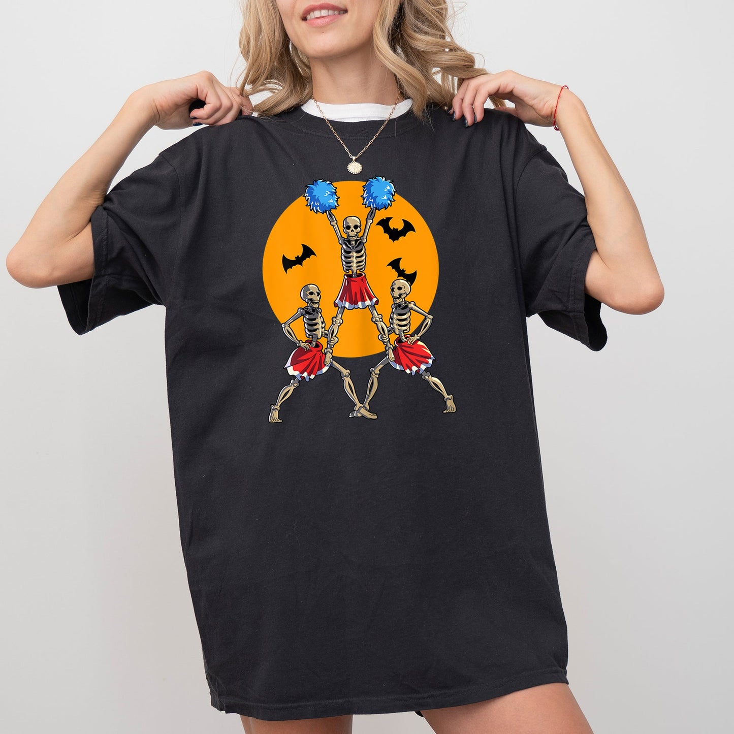 Cheerleader Skeleton Funny Halloween Costume Tshirt Comfort Colors T-Shirt