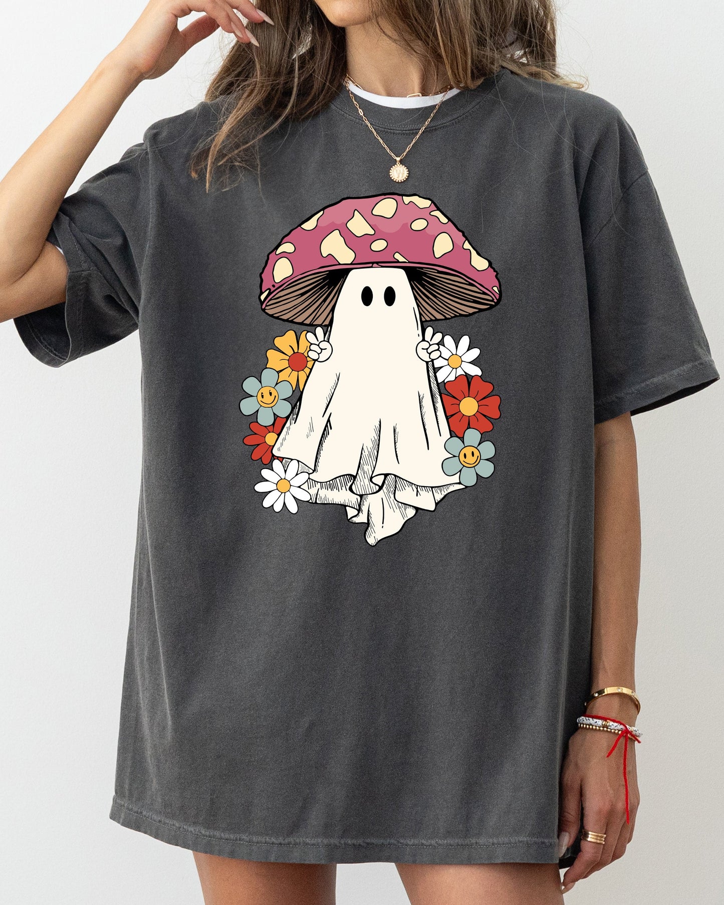 Mushroom Ghost, Skeleton, Spooky, Funny, Witch, Aesthetic, Meme, Halloween, Costume, Tshirt Comfort Colors T-Shirt