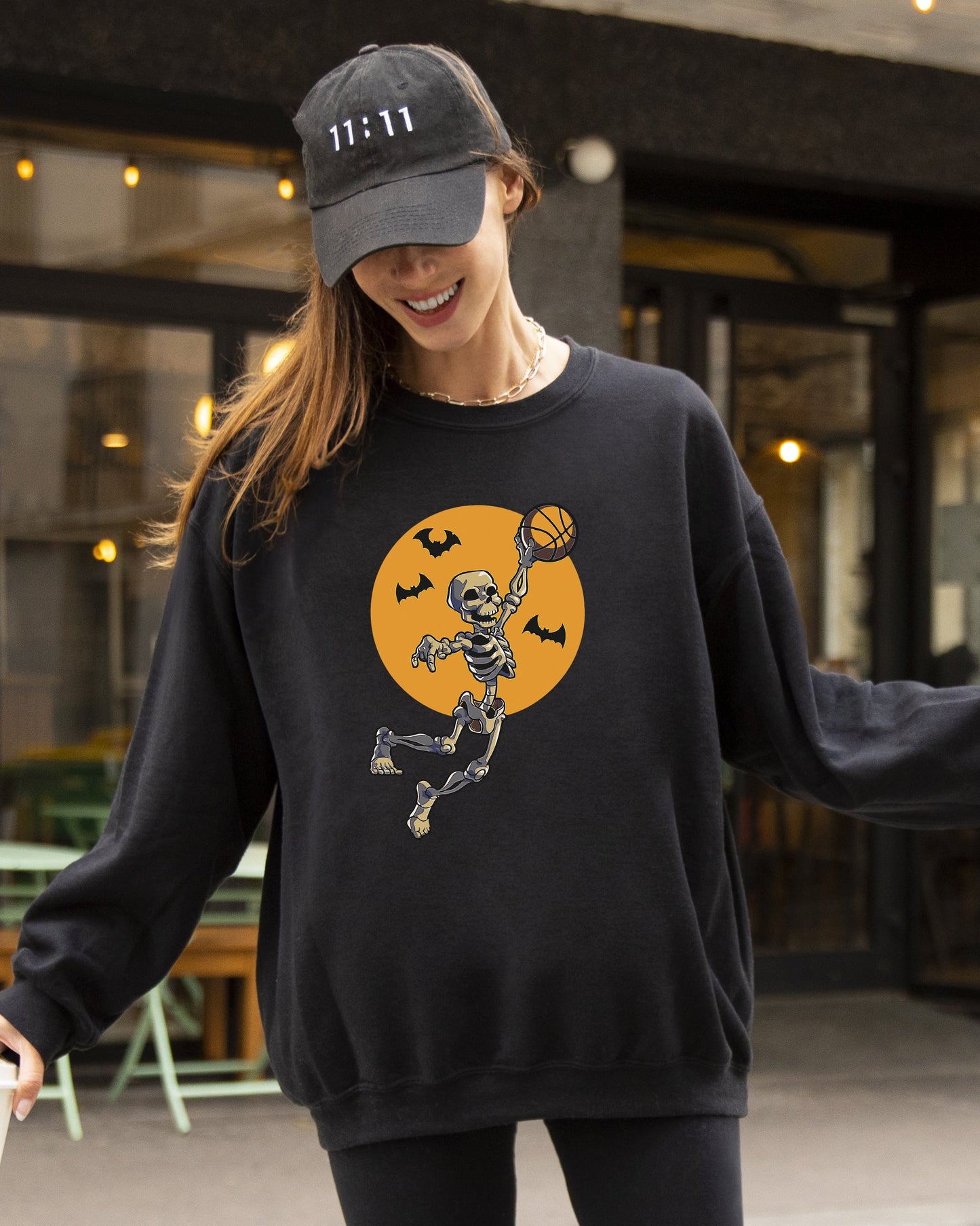 Basketball, Skeleton, Spooky, Funny, Witch, Aesthetic, Meme, Halloween, Costume Sweatshirt