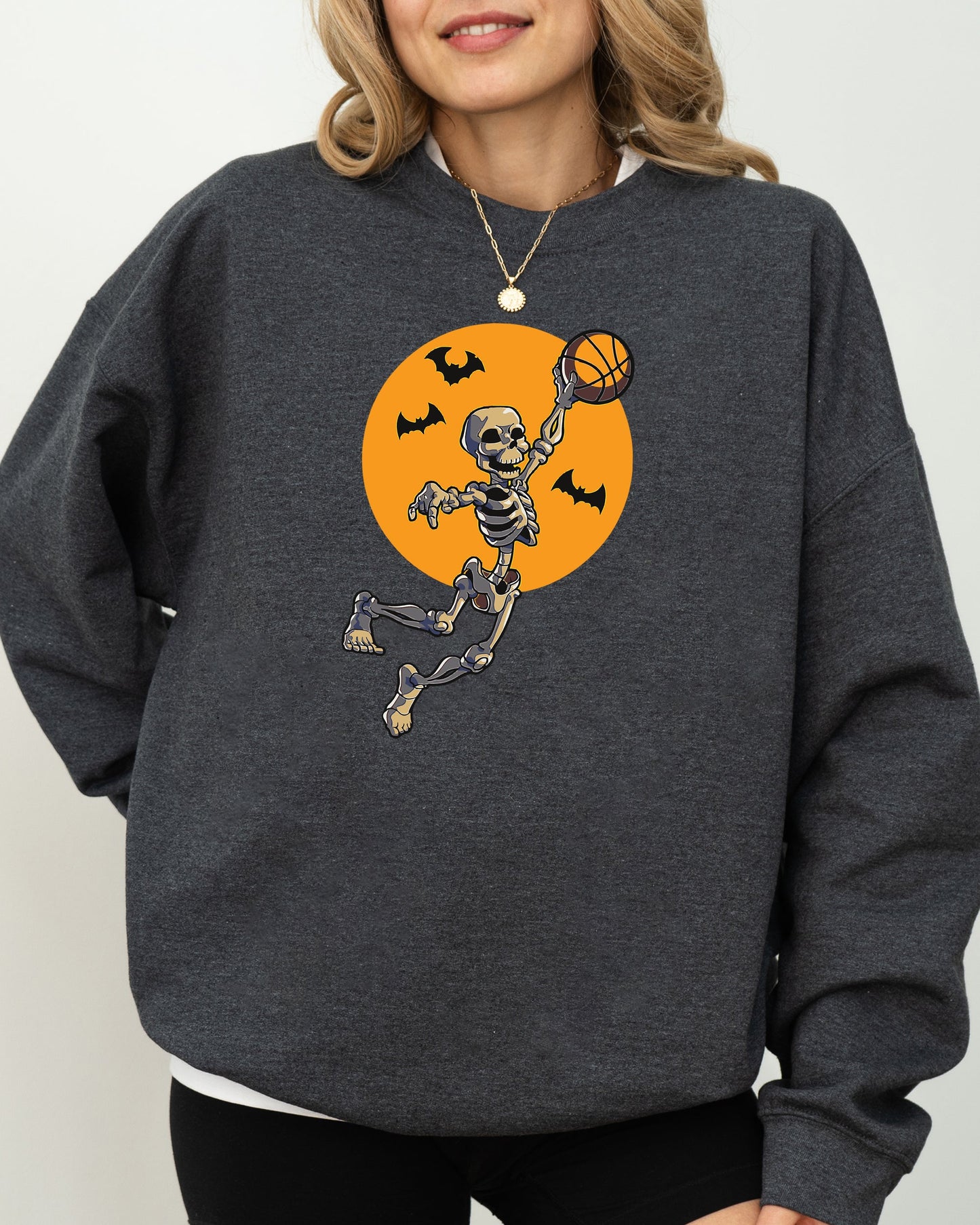 Basketball, Skeleton, Spooky, Funny, Witch, Aesthetic, Meme, Halloween, Costume Sweatshirt