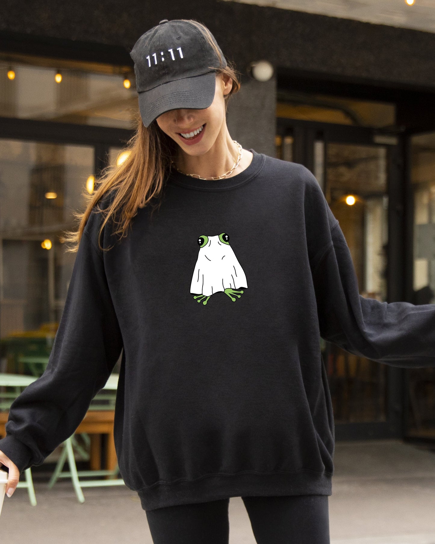 Halloween Aesthetic Costume Sweatshirt Frog Ghost Skeleton Witch Meme