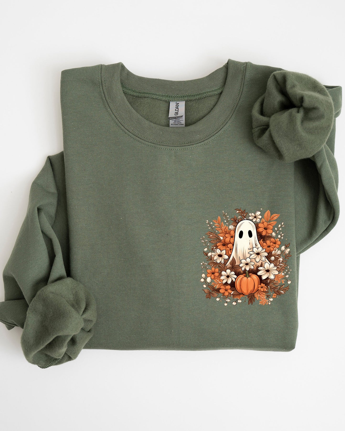 Floral Ghost Pocket Skeleton Halloween Costume Sweatshirt