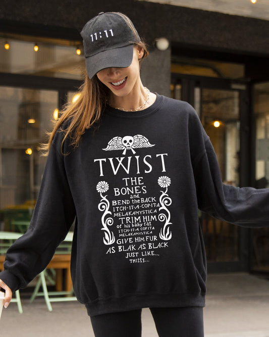 Twist The Bones, Skeleton, Spooky, Ghost, Funny, Witch, Aesthetic, Meme, Halloween, Costume Sweatshirt