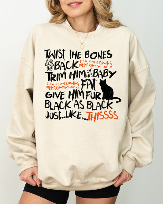 Twist The Bones, Cat, Skeleton, Spooky, Ghost, Funny, Witch, Aesthetic, Meme, Halloween, Costume Sweatshirt
