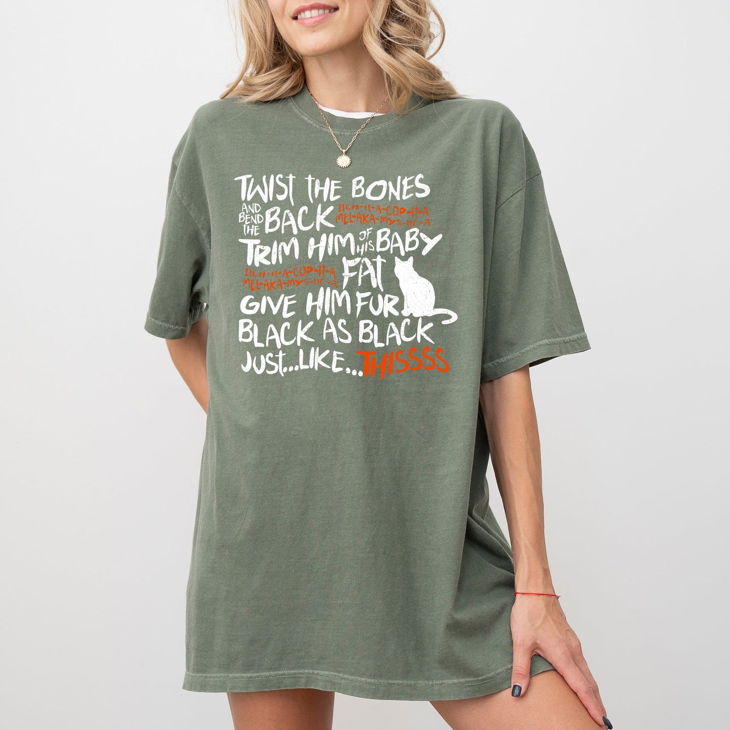 Twist The Bones, Cat, Skeleton, Spooky, Ghost, Funny, Witch, Aesthetic, Meme, Halloween, Costume, Tshirt Comfort Colors T-Shirt