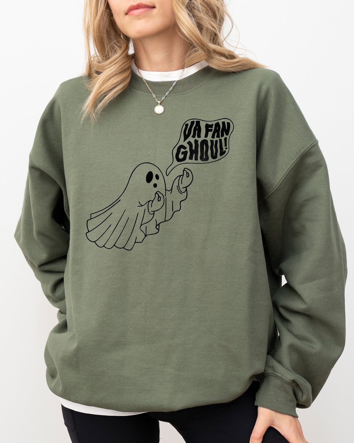 Va Fan Ghoul, Skeleton, Spooky, Ghost, Funny, Witch, Aesthetic, Meme, Halloween, Costume Sweatshirt