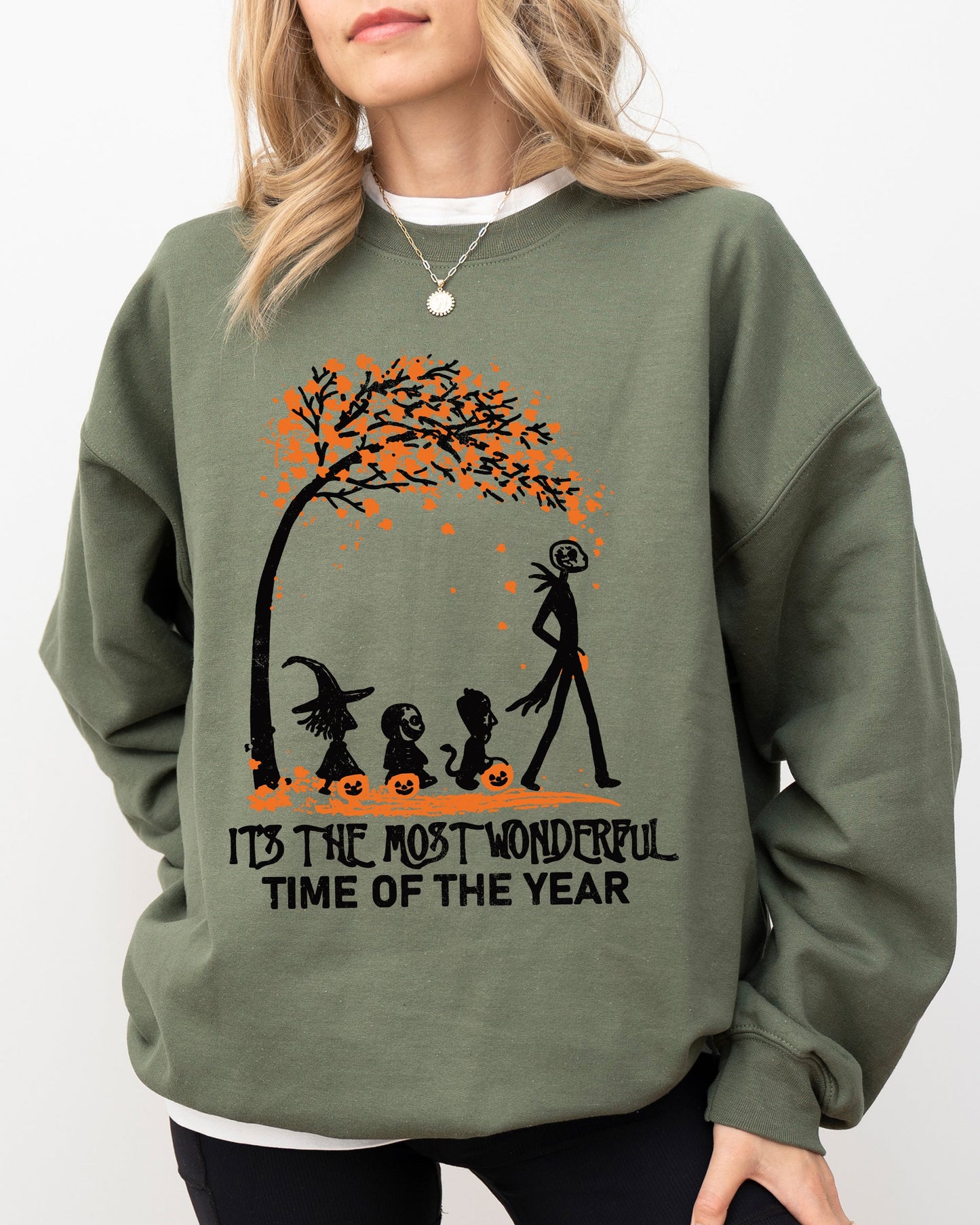 It's The Most Wonderful Time, Horror Movie, Skeleton, Spooky, Ghost, Funny, Witch, Aesthetic, Meme, Halloween, Costume Sweatshirt