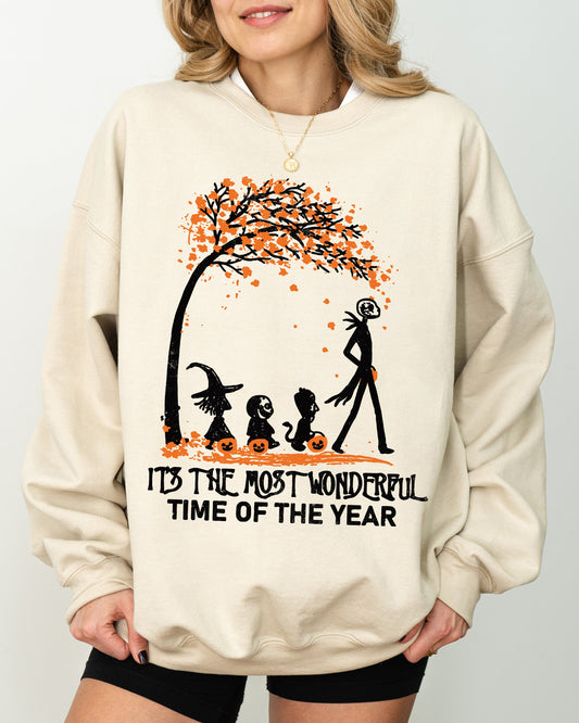 It's The Most Wonderful Time, Horror Movie, Skeleton, Spooky, Ghost, Funny, Witch, Aesthetic, Meme, Halloween, Costume Sweatshirt