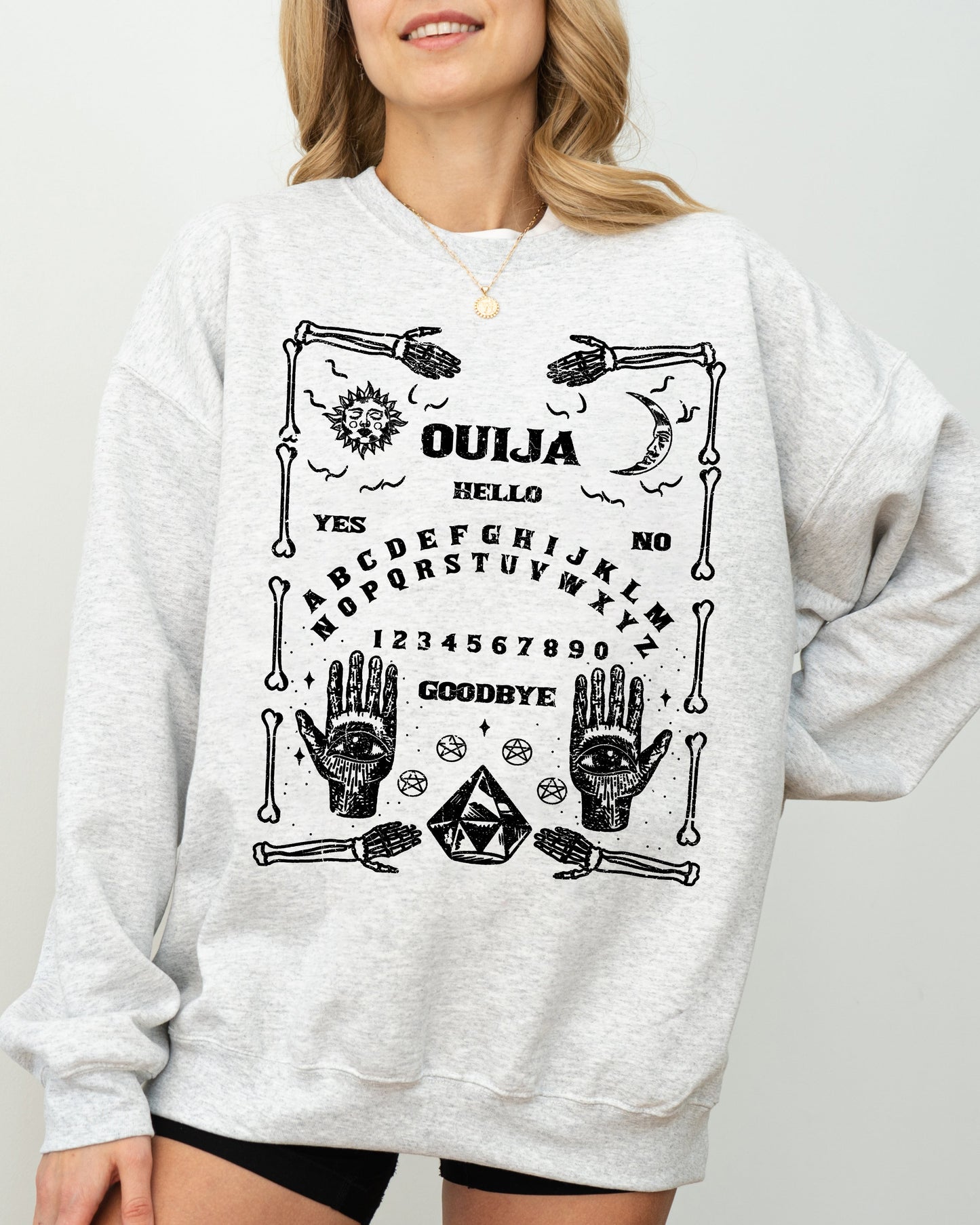 Spirit Board, Skeleton, Spooky, Ghost, Funny, Witch, Aesthetic, Meme, Halloween, Costume Sweatshirt