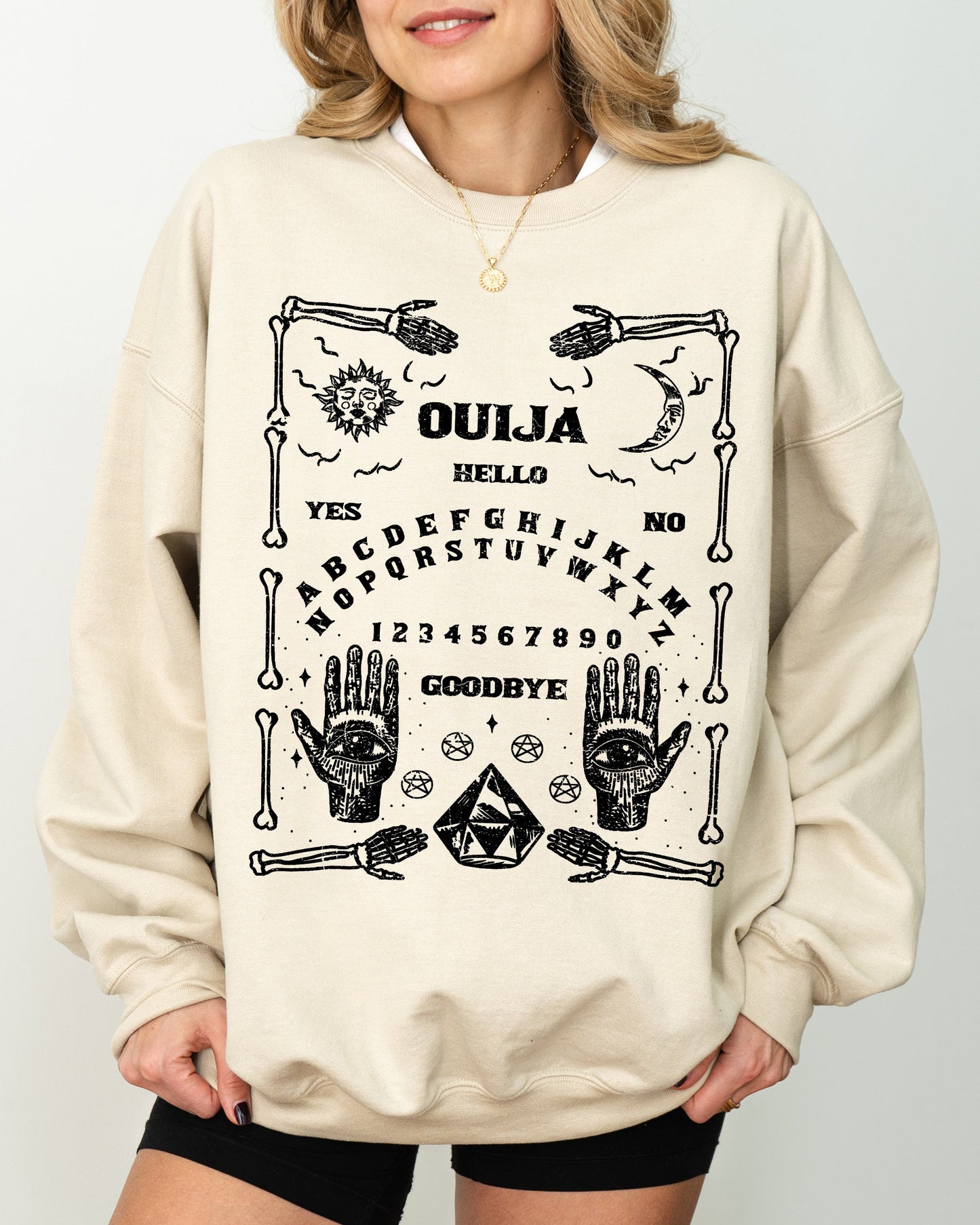 Spirit Board, Skeleton, Spooky, Ghost, Funny, Witch, Aesthetic, Meme, Halloween, Costume Sweatshirt