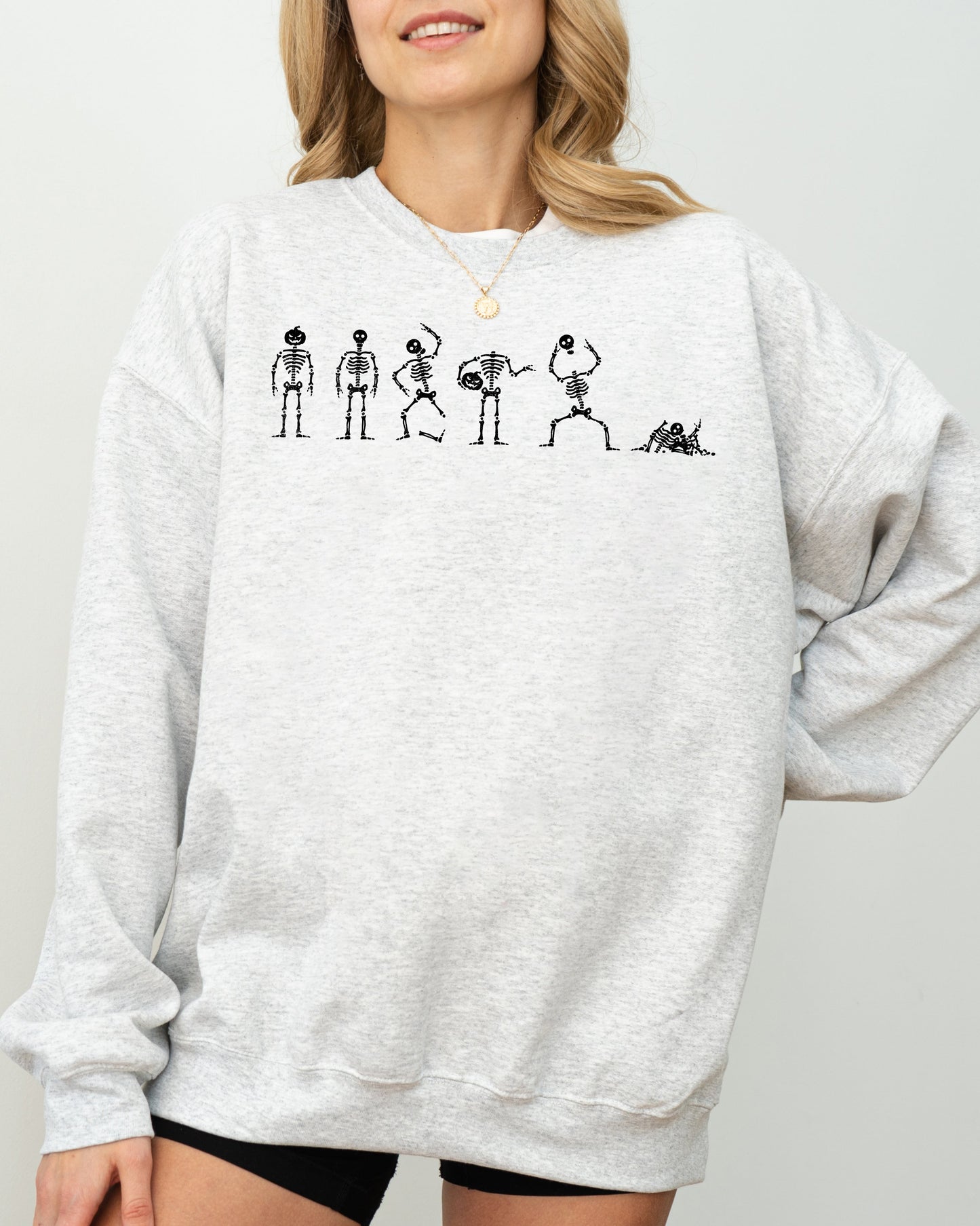 Dancing Skeletons Funny Halloween Costume Sweatshirt Cotton Polyester Blend