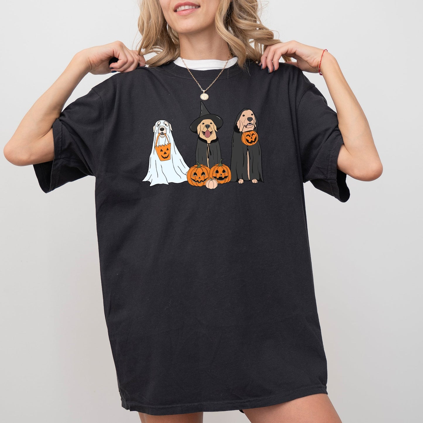 Dog Ghosts Pumpkin Halloween Costume Tshirt Comfort Colors T-Shirt