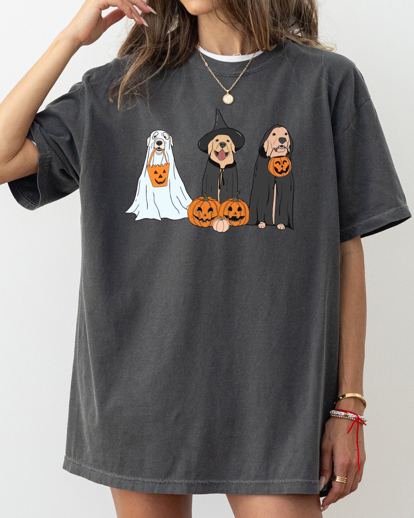 Dog Ghosts Pumpkin Halloween Costume Tshirt Comfort Colors T-Shirt