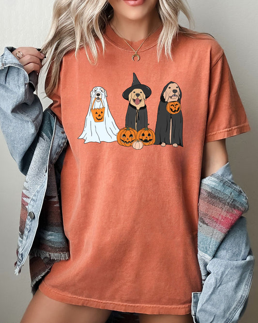 Dog Ghosts Pumpkin Halloween Costume Tshirt Comfort Colors T-Shirt
