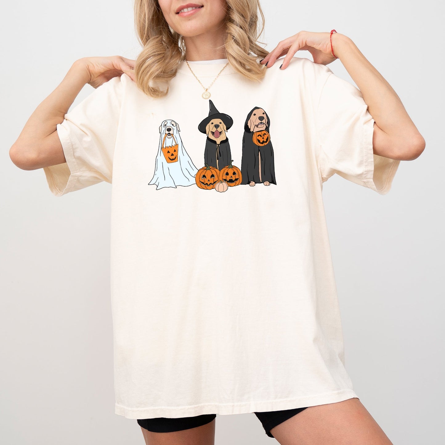 Dog Ghosts Pumpkin Halloween Costume Tshirt Comfort Colors T-Shirt