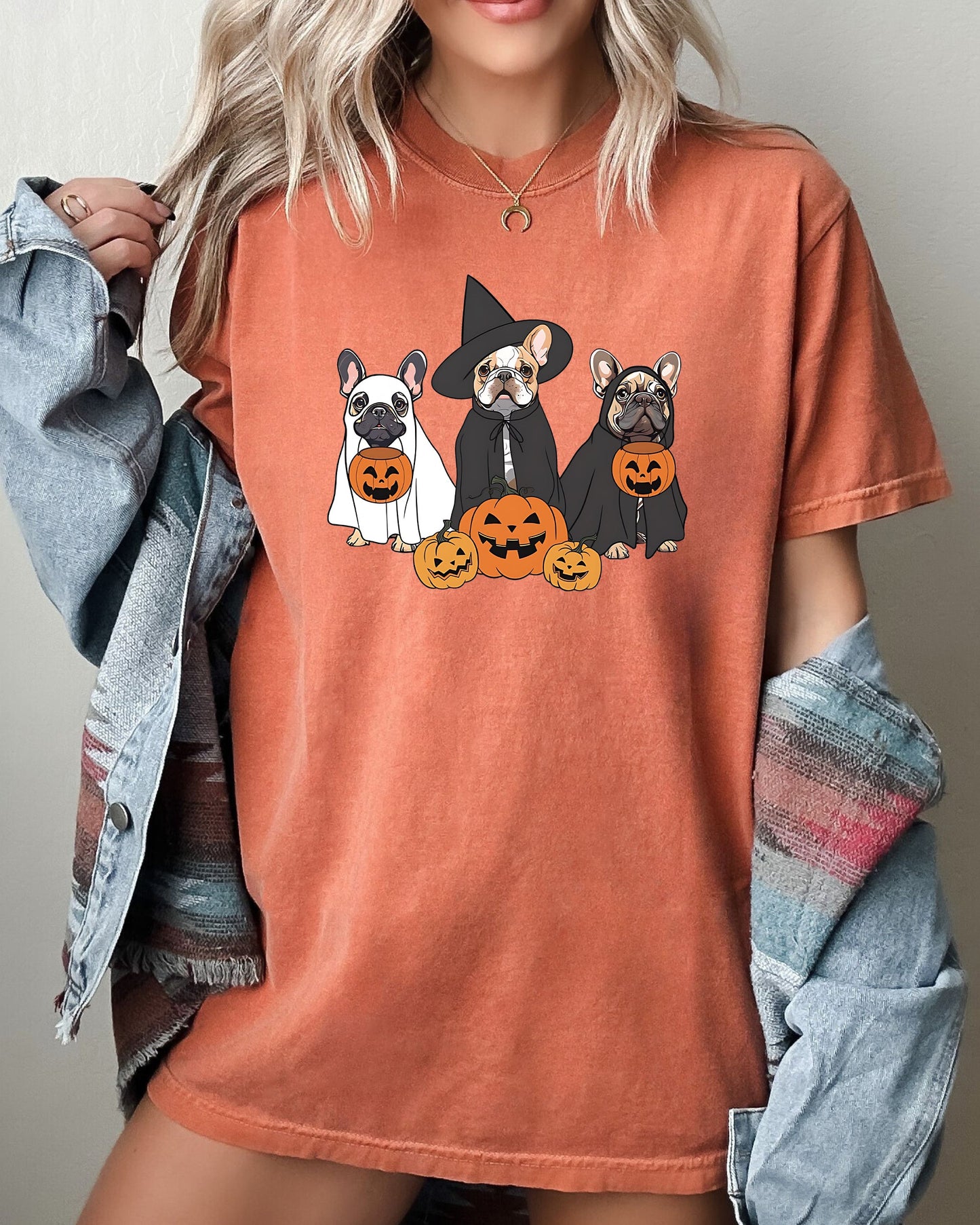 Ghost Dogs Funny Pumpkin Spooky Halloween Costume Tshirt Comfort Colors T-Shirt