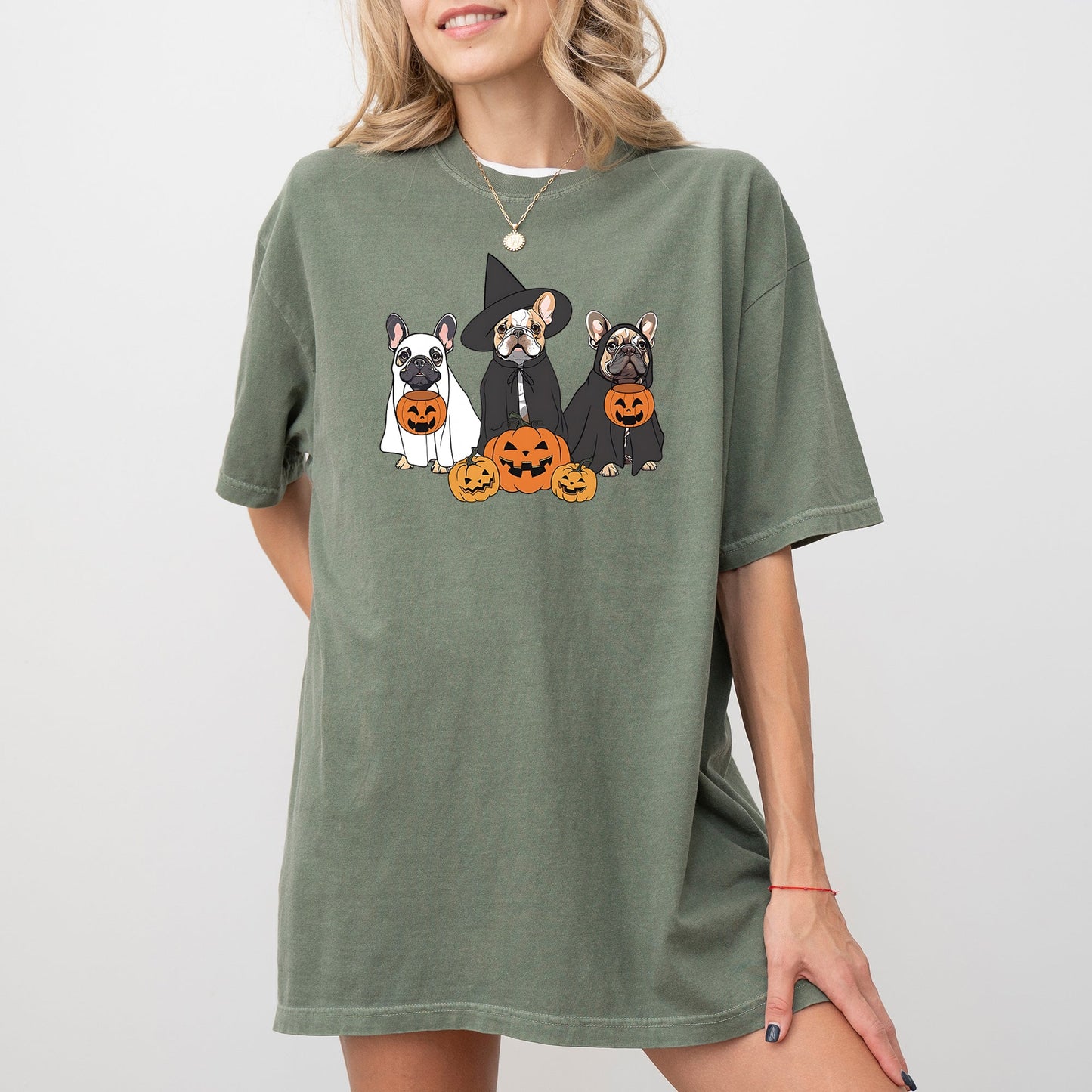 Ghost Dogs Funny Pumpkin Spooky Halloween Costume Tshirt Comfort Colors T-Shirt