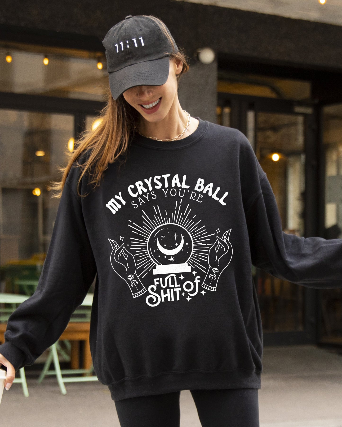 Halloween Crystal Ball Funny Skeleton Pumpkin Costume Sweatshirt