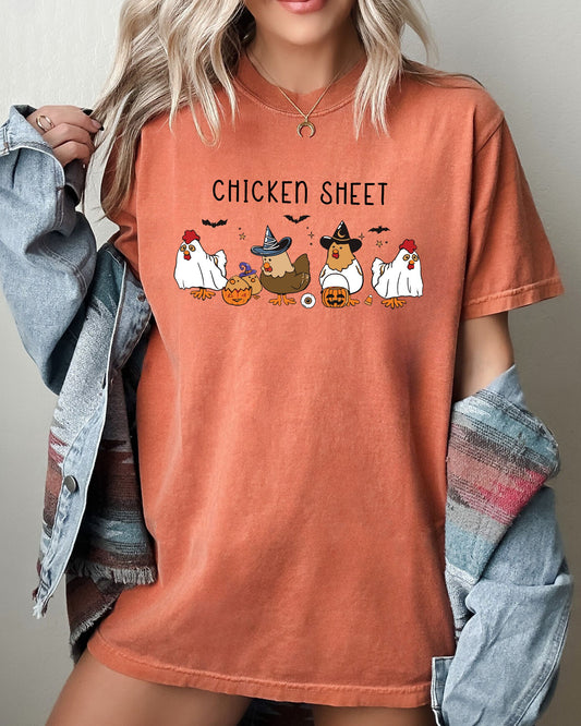 Chicken Sheet Ghost Skeleton Pumpkin Halloween Costume Tshirt Comfort Colors T-Shirt
