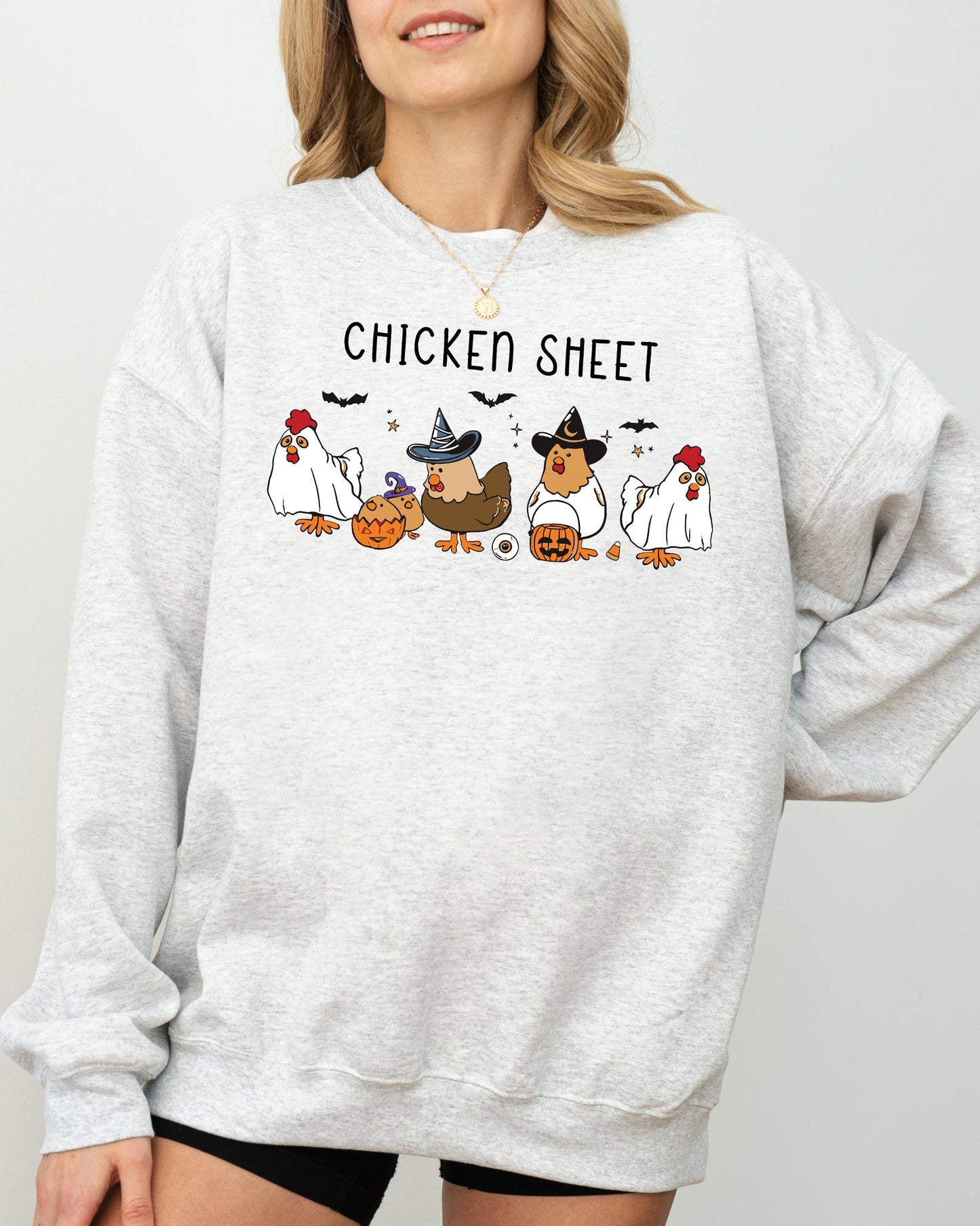 Chicken Sheet Ghost Skeleton Funny Pumpkin Spooky Witch Halloween Costume Sweatshirt
