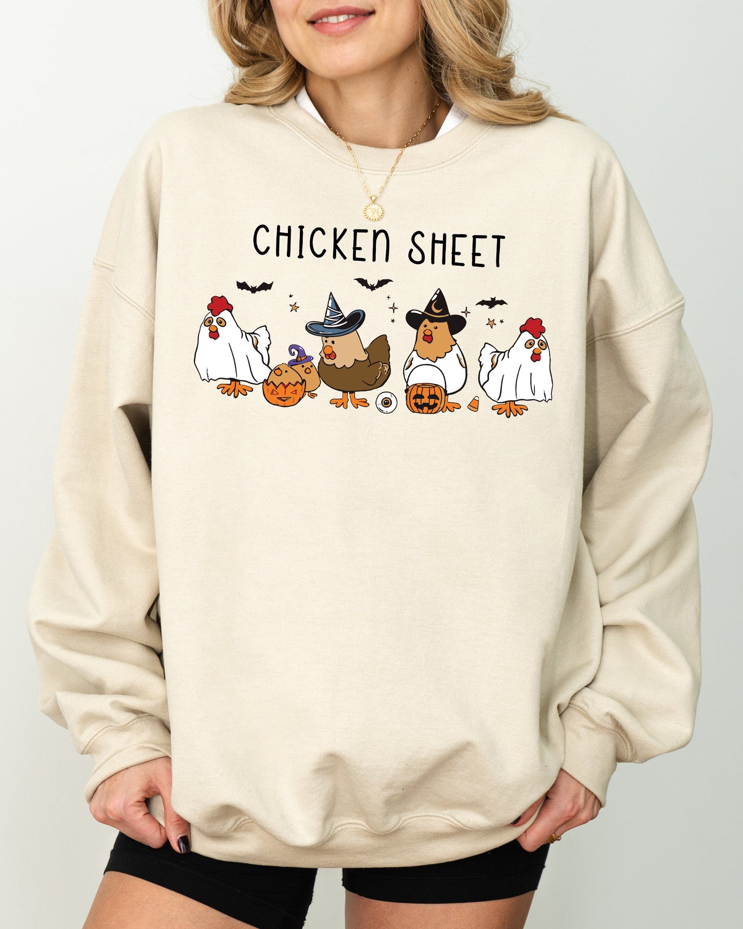 Chicken Sheet Ghost Skeleton Funny Pumpkin Spooky Witch Halloween Costume Sweatshirt