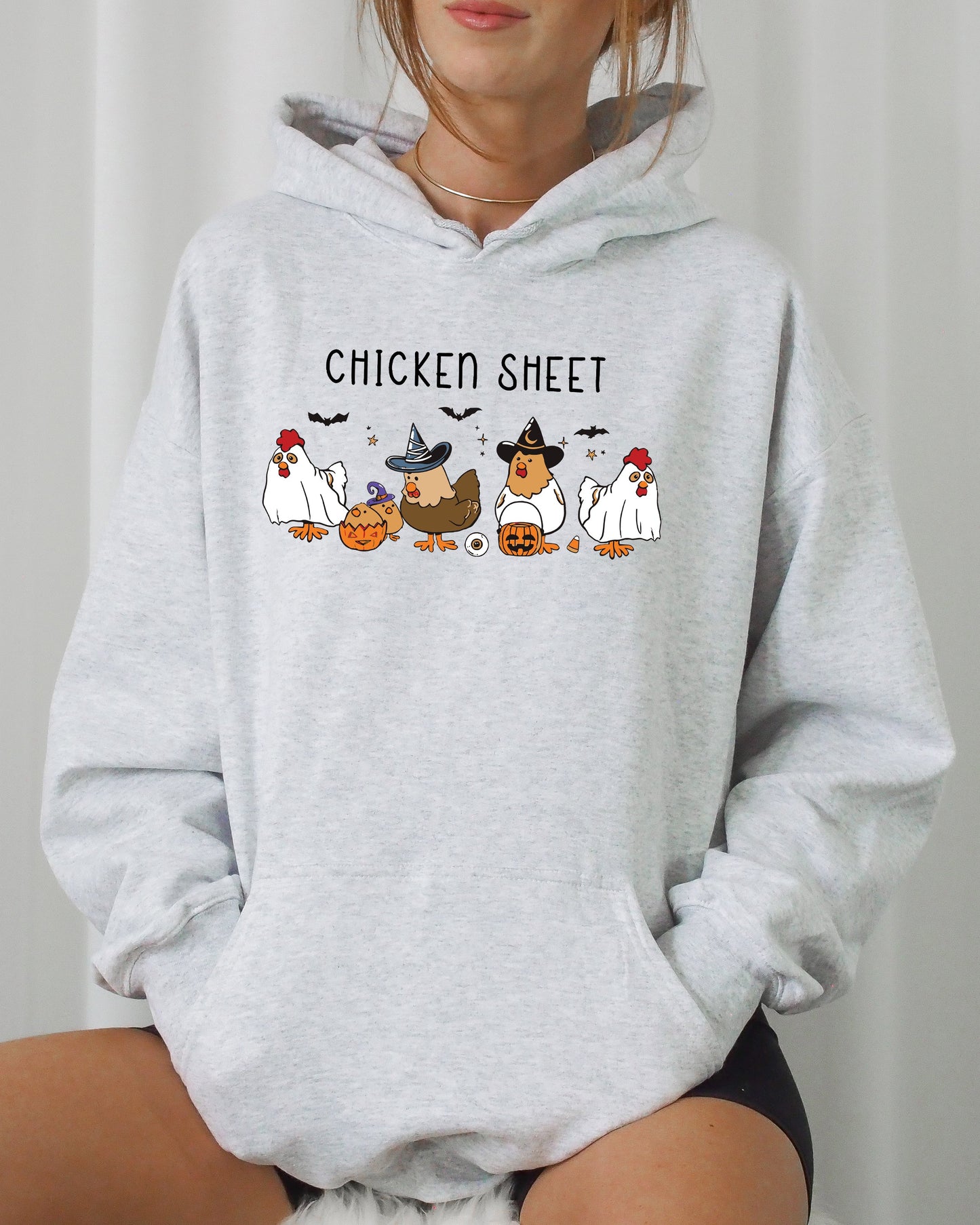 Halloween Chicken Sheet Funny Pumpkin Costume Hoodie Hooded Sweatshirt