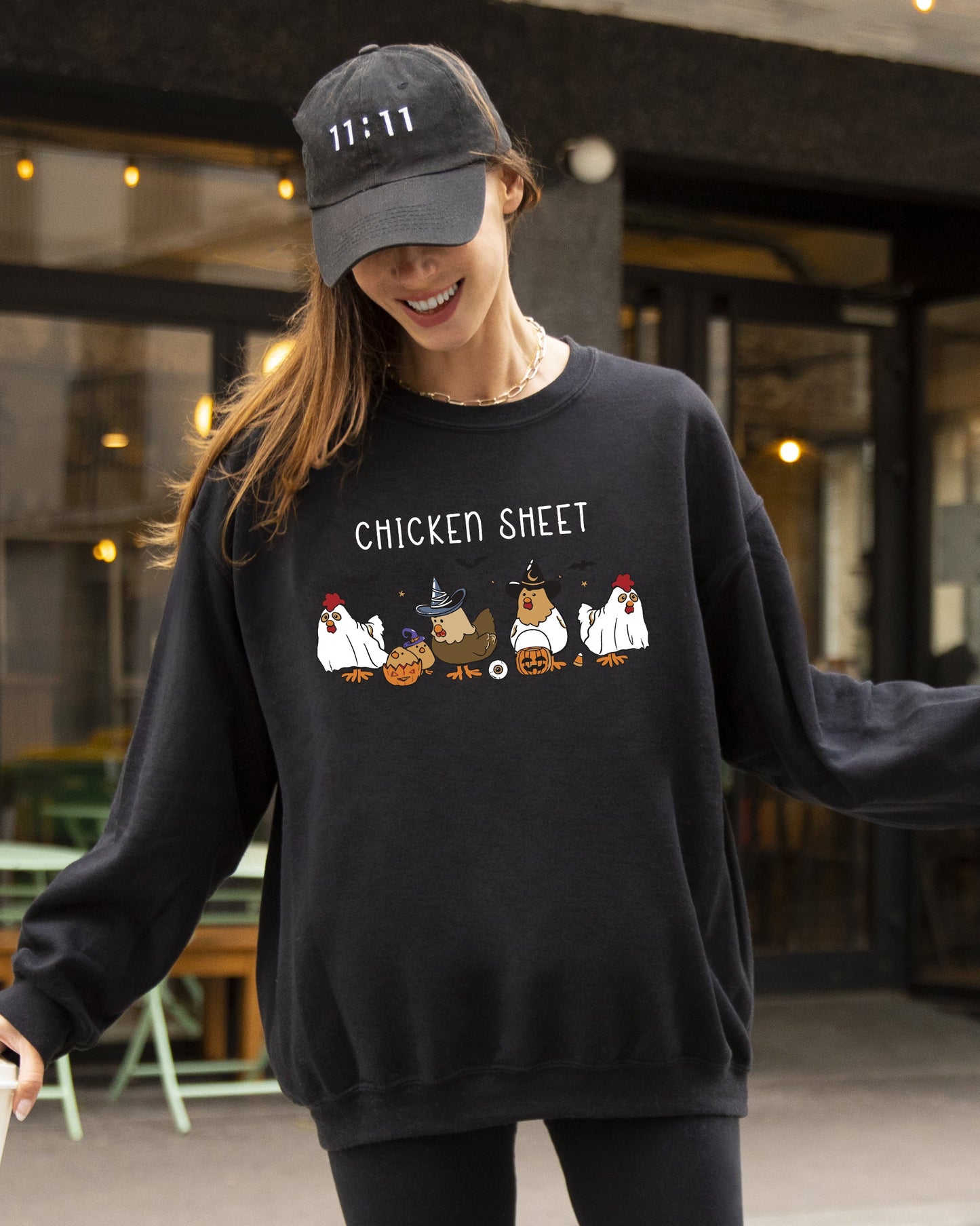 Chicken Sheet Ghost Skeleton Funny Pumpkin Spooky Witch Halloween Costume Sweatshirt