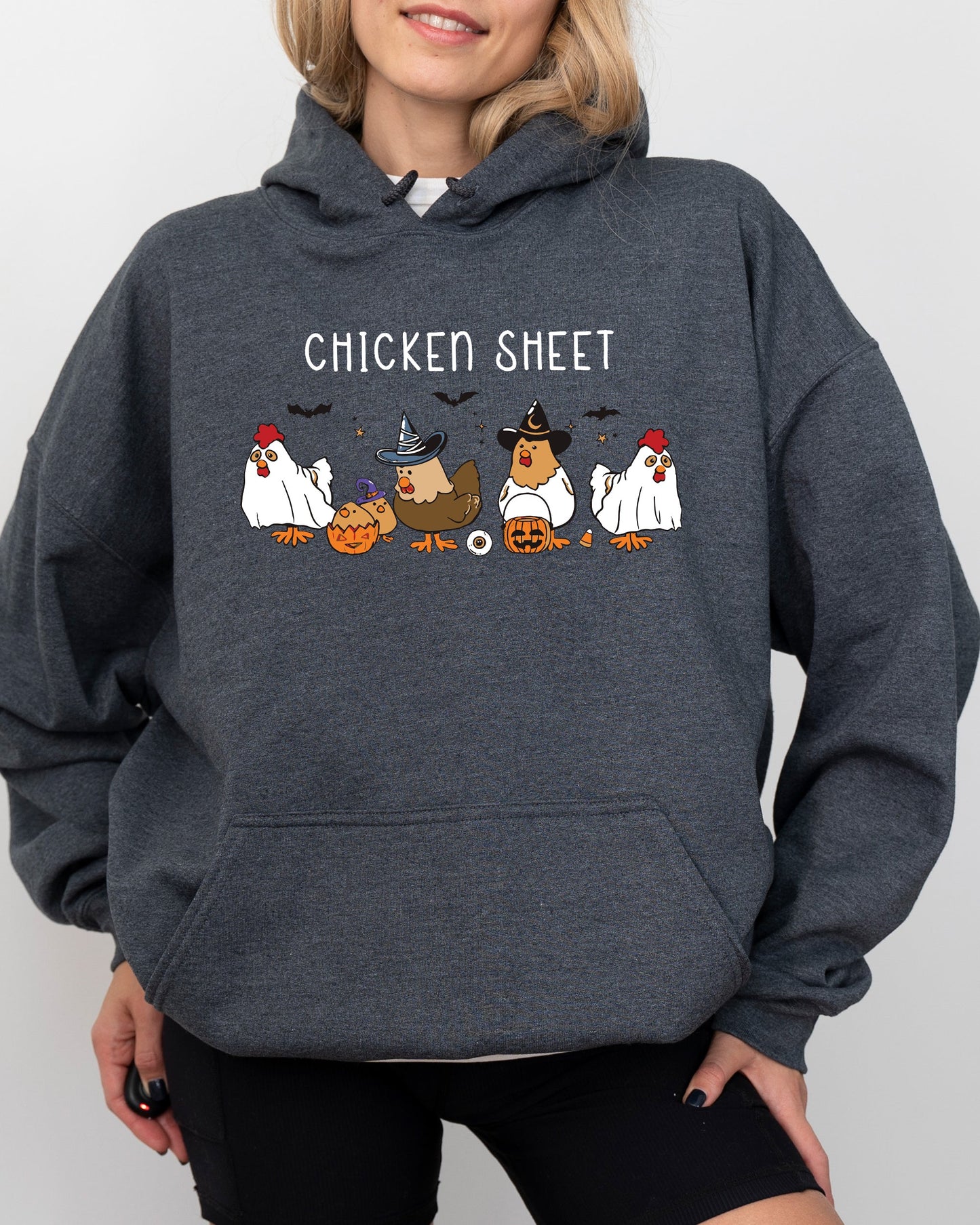 Halloween Chicken Sheet Funny Pumpkin Costume Hoodie Hooded Sweatshirt