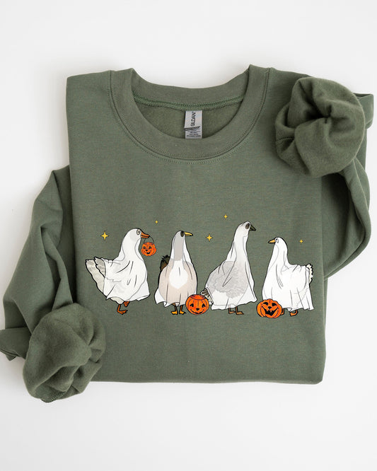 Ghost Geese Pumpkin Skeleton Halloween Costume Sweatshirt