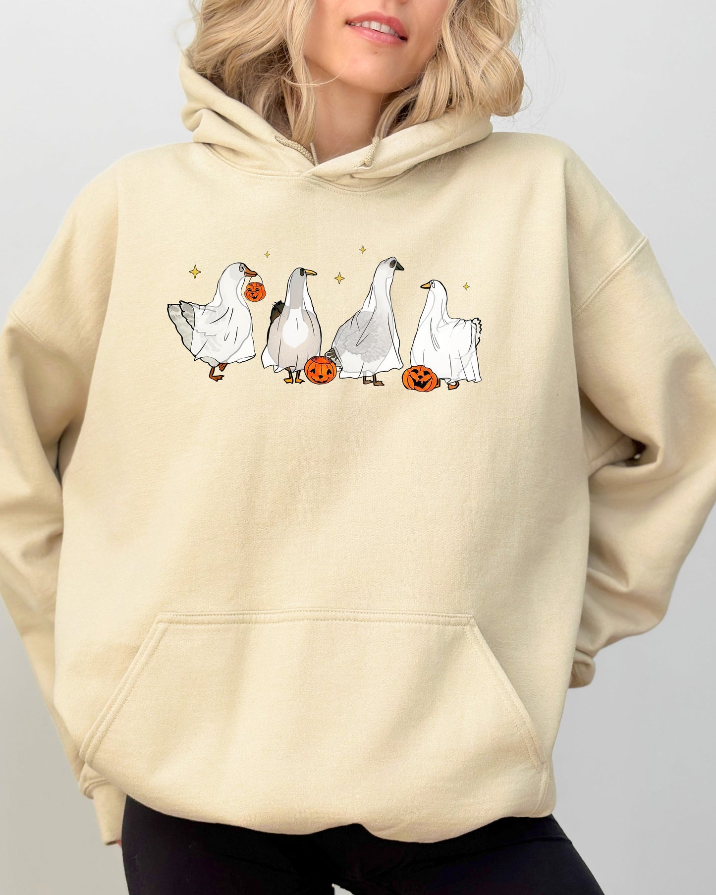 Ghost Geese Funny Pumpkin Halloween Costume Hoodie Hooded Sweatshirt