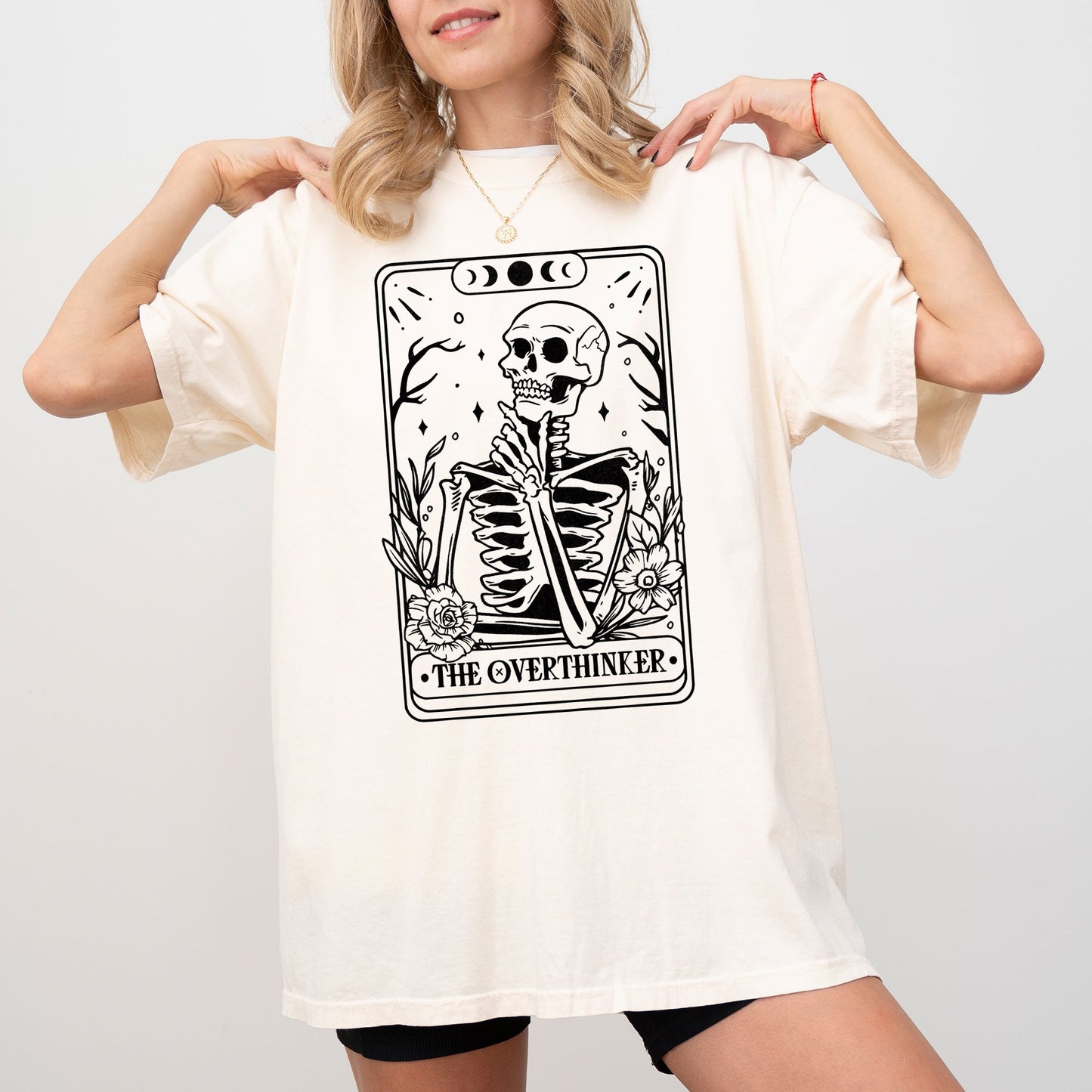 The Overthinker, Tarot, Skeleton, Funny, Pumpkin, Spooky, Witch, Aesthetic, Meme, Halloween, Costume, Tshirt Comfort Colors T-Shirt