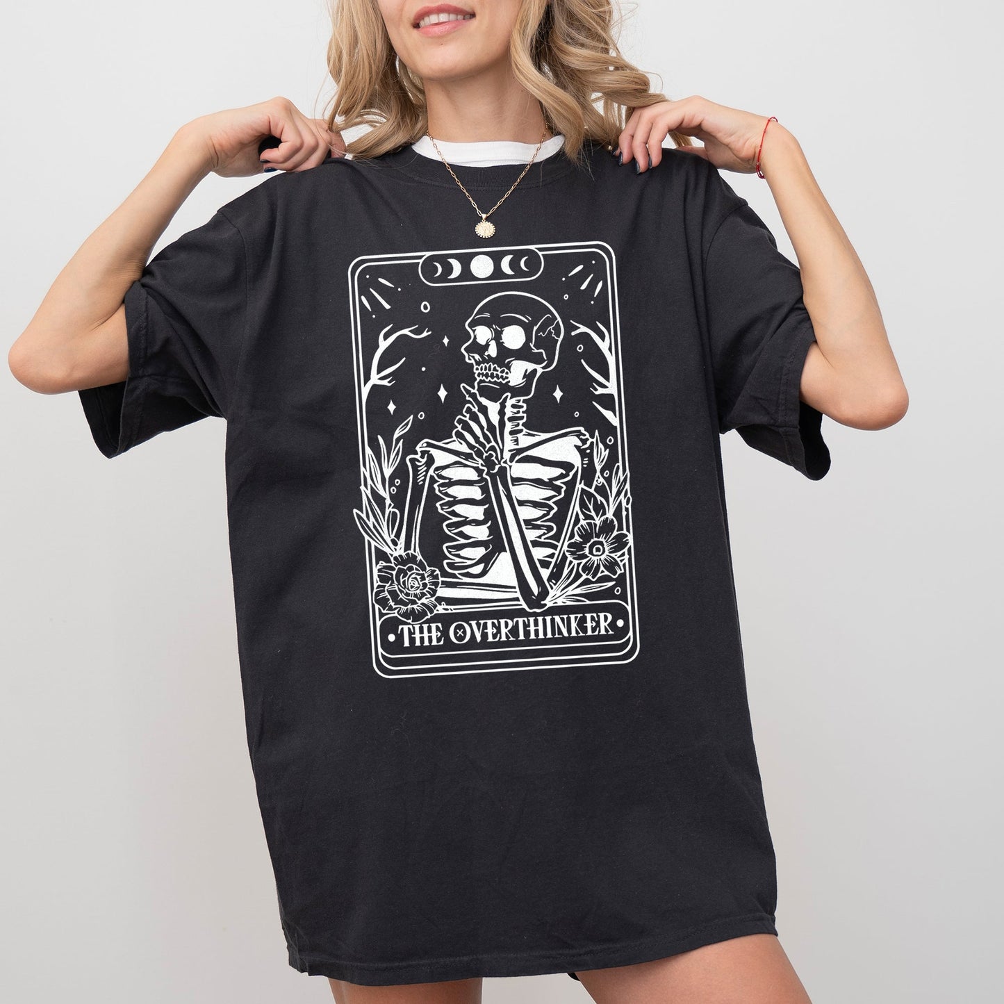 The Overthinker, Tarot, Skeleton, Funny, Pumpkin, Spooky, Witch, Aesthetic, Meme, Halloween, Costume, Tshirt Comfort Colors T-Shirt