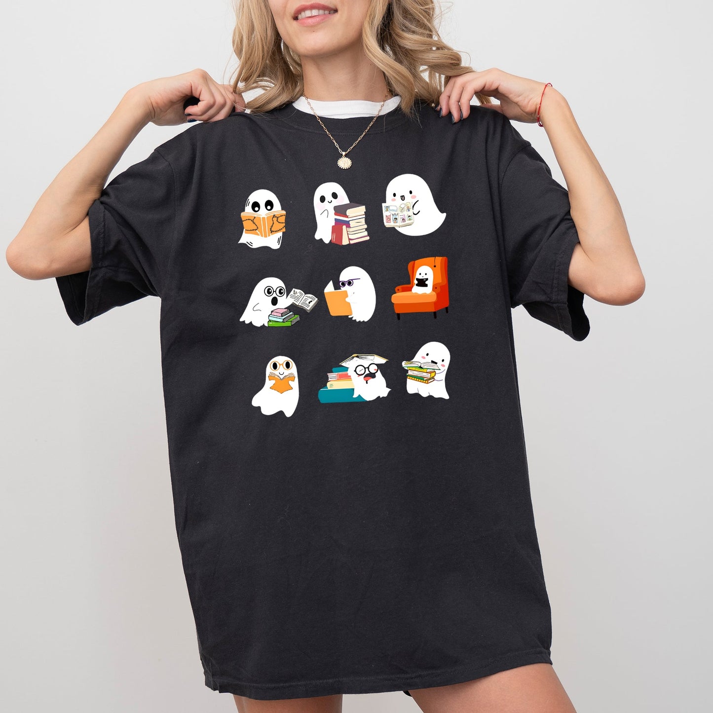 Book Lover Mini Ghosts Pumpkin Halloween Costume TShirt Comfort Colors