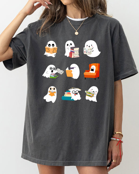Book Lover Mini Ghosts Pumpkin Halloween Costume TShirt Comfort Colors