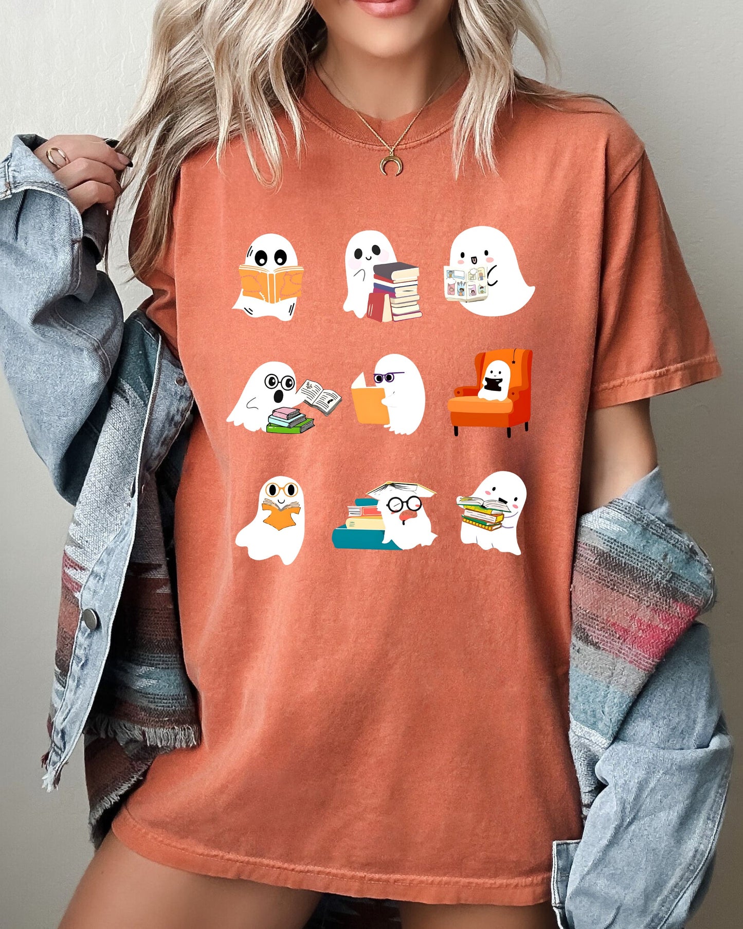 Book Lover Mini Ghosts Pumpkin Halloween Costume TShirt Comfort Colors