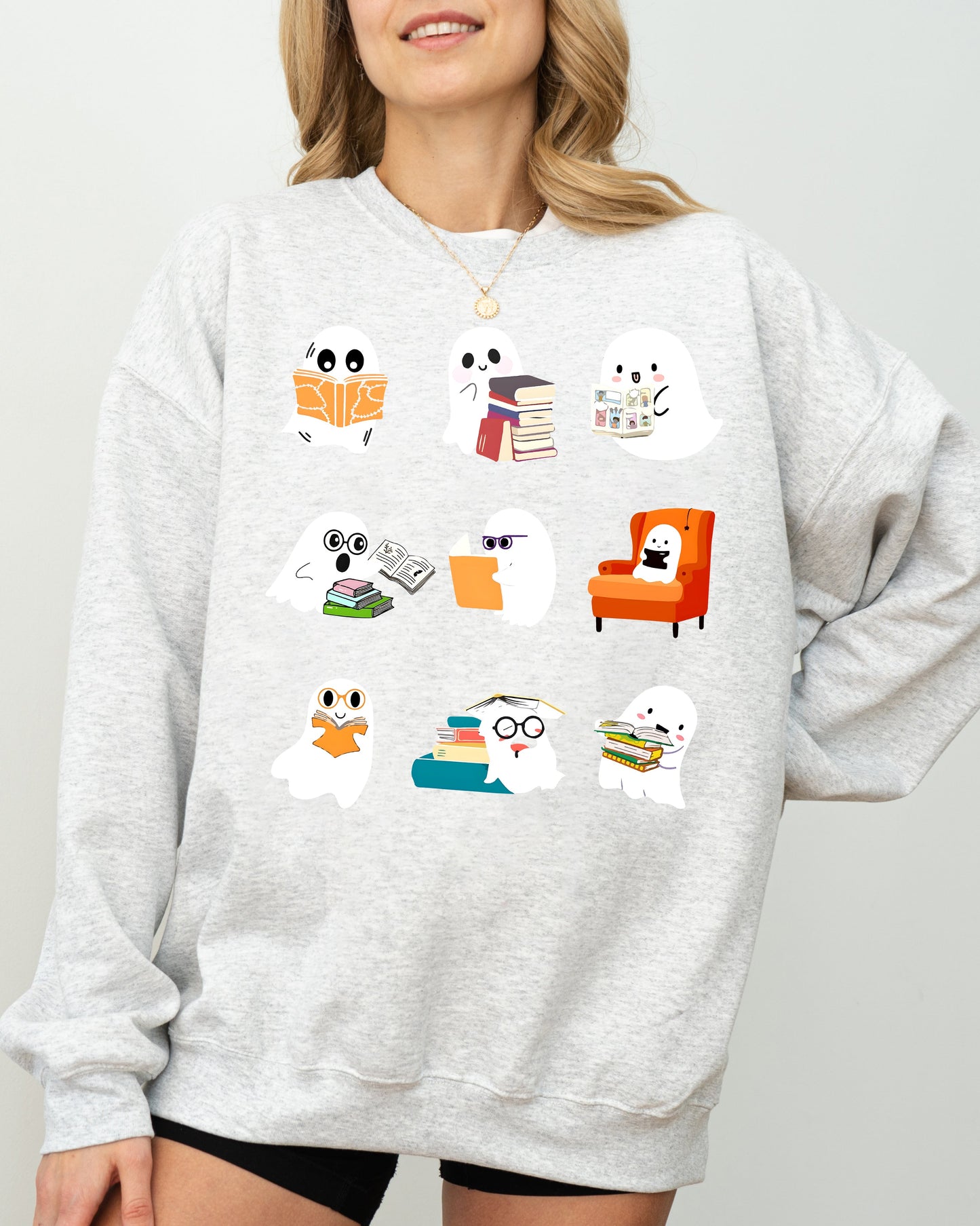 Book Lover Mini Ghosts Halloween Costume Sweatshirt