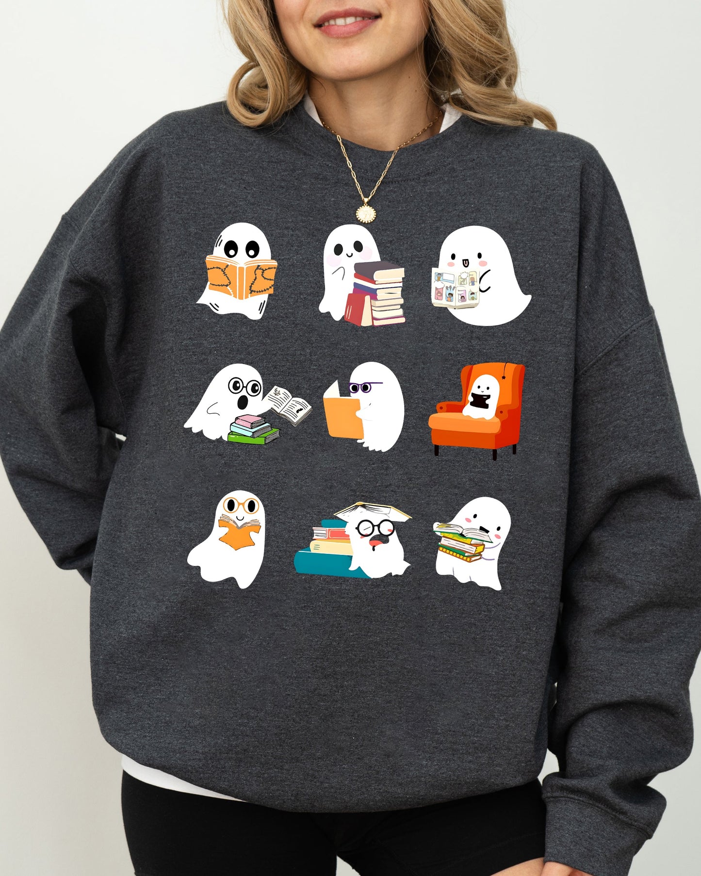 Book Lover Mini Ghosts Halloween Costume Sweatshirt