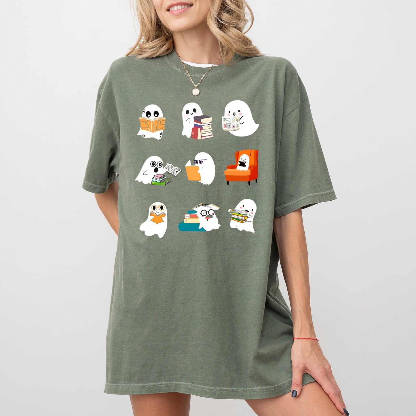 Book Lover Mini Ghosts Pumpkin Halloween Costume TShirt Comfort Colors
