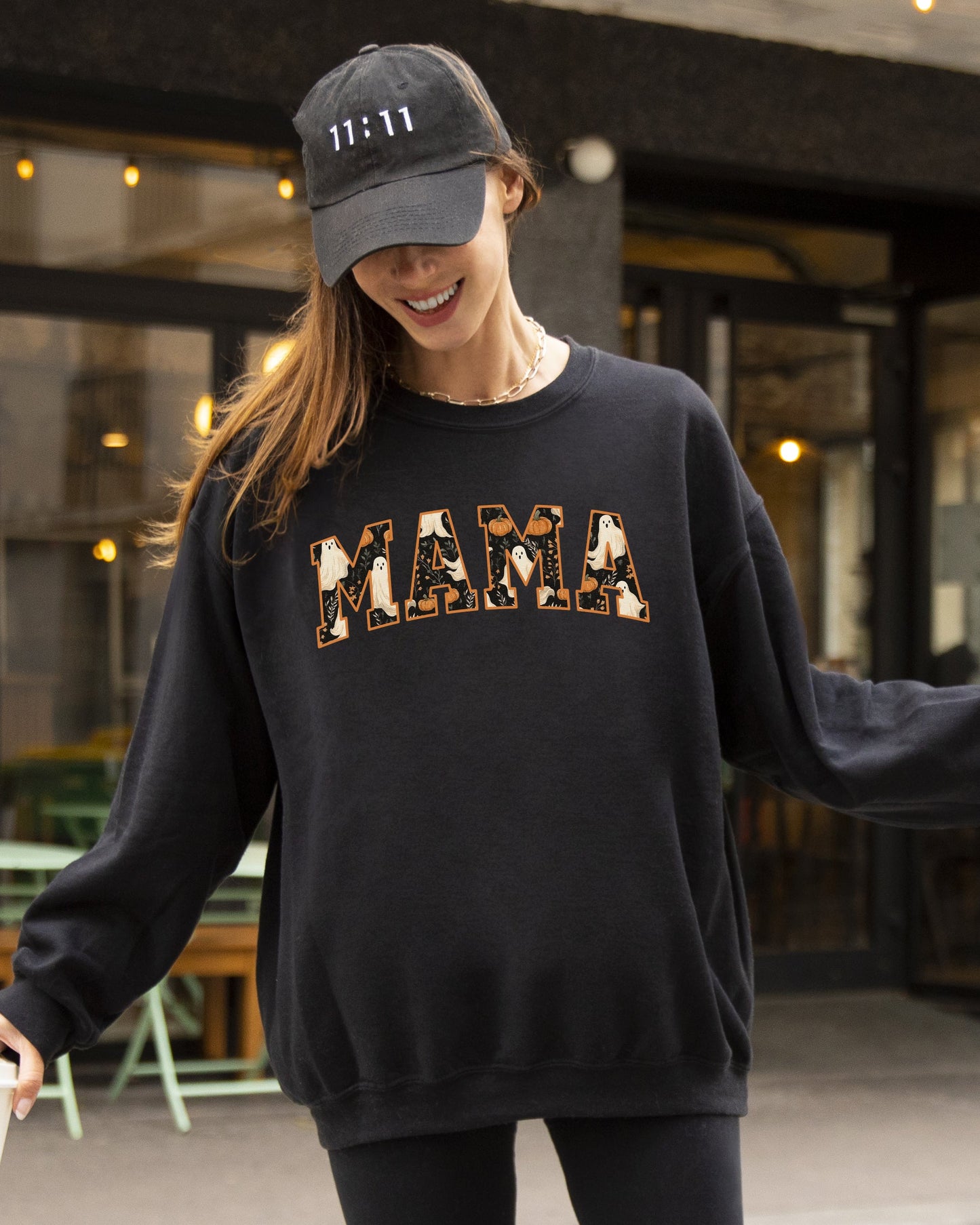 Mama, Ghost, Skeleton, Funny, Pumpkin, Spooky, Witch, Aesthetic, Meme, Halloween, Costume Sweatshirt