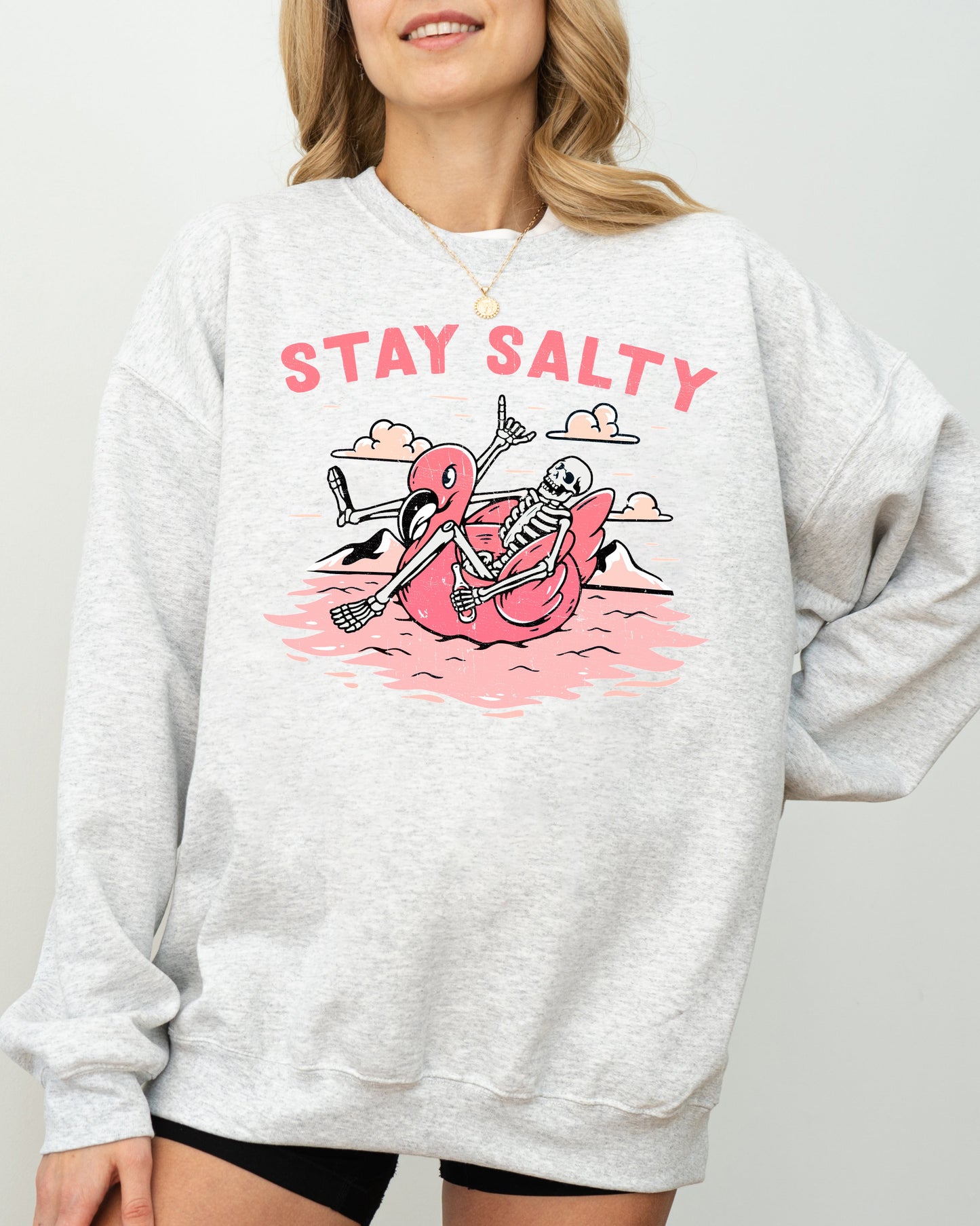 Stay Salty, Skeleton, Funny, Ghost, Spooky, Witch, Aesthetic, Meme, Halloween, Costume Sweatshirt