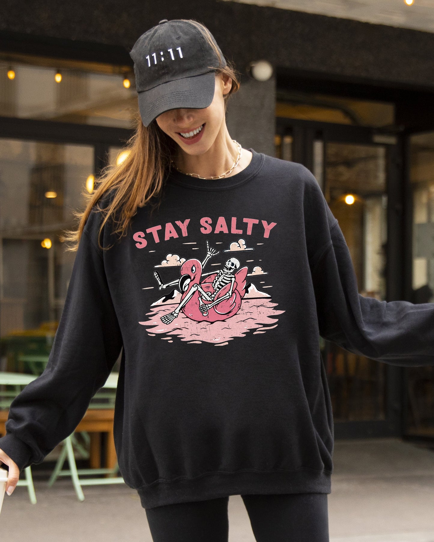 Stay Salty, Skeleton, Funny, Ghost, Spooky, Witch, Aesthetic, Meme, Halloween, Costume Sweatshirt