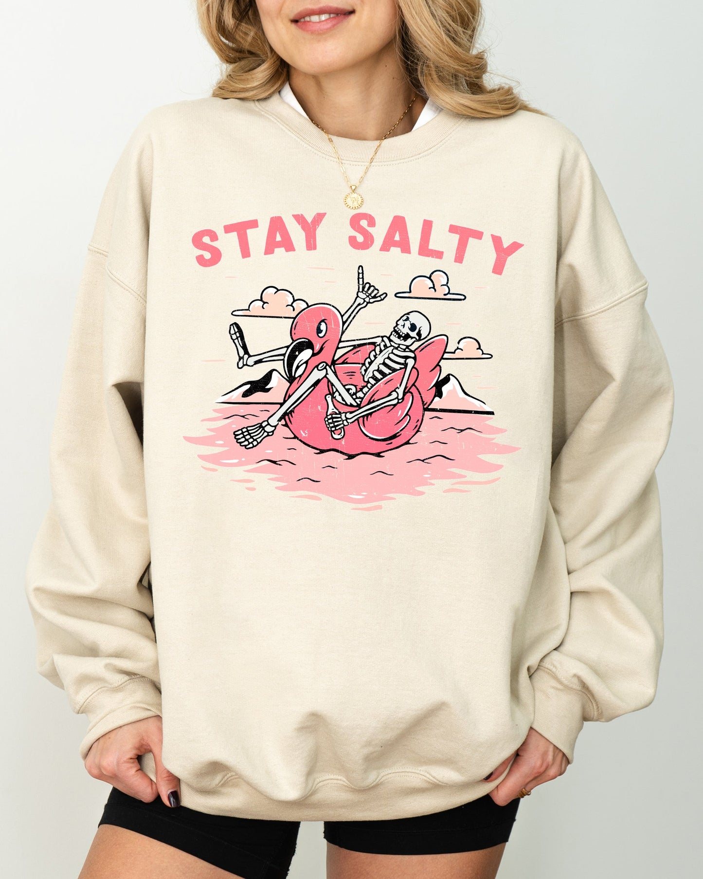Stay Salty, Skeleton, Funny, Ghost, Spooky, Witch, Aesthetic, Meme, Halloween, Costume Sweatshirt