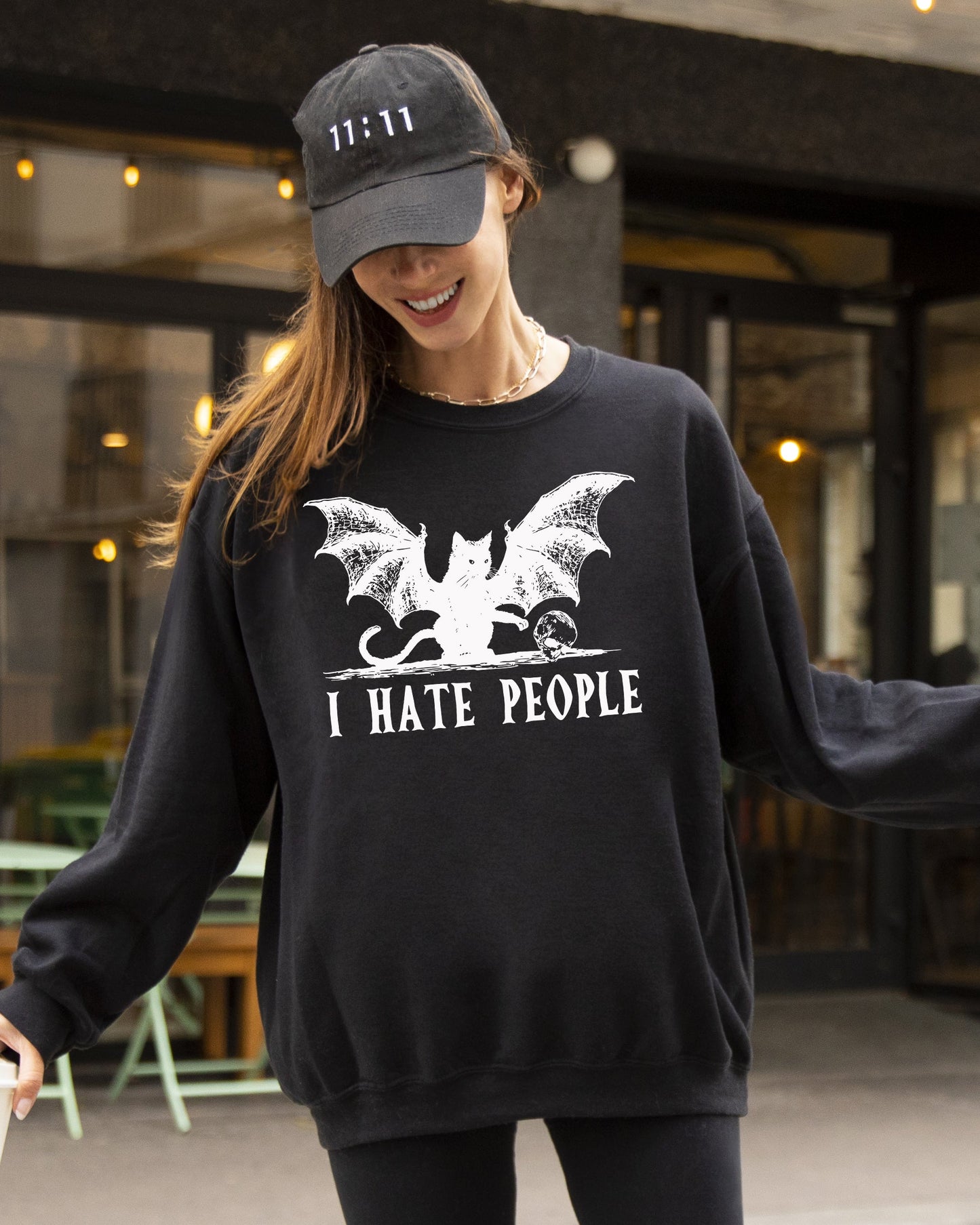 I Hate People Funny Spooky Halloween Costume Sweatshirt Refinery No. 1