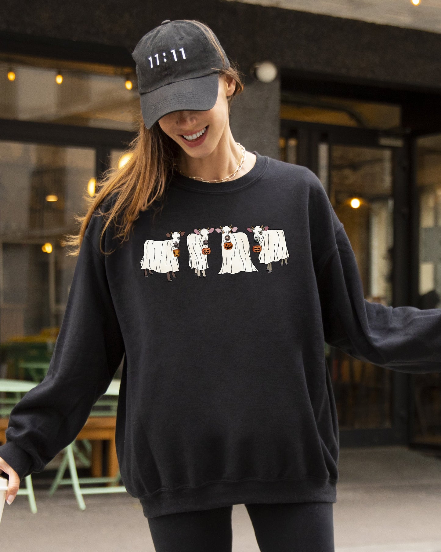 Ghost Cows Funny Spooky Halloween Costume Sweatshirt