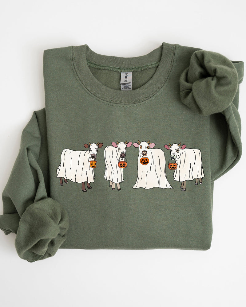 Ghost Cows Funny Spooky Halloween Costume Sweatshirt